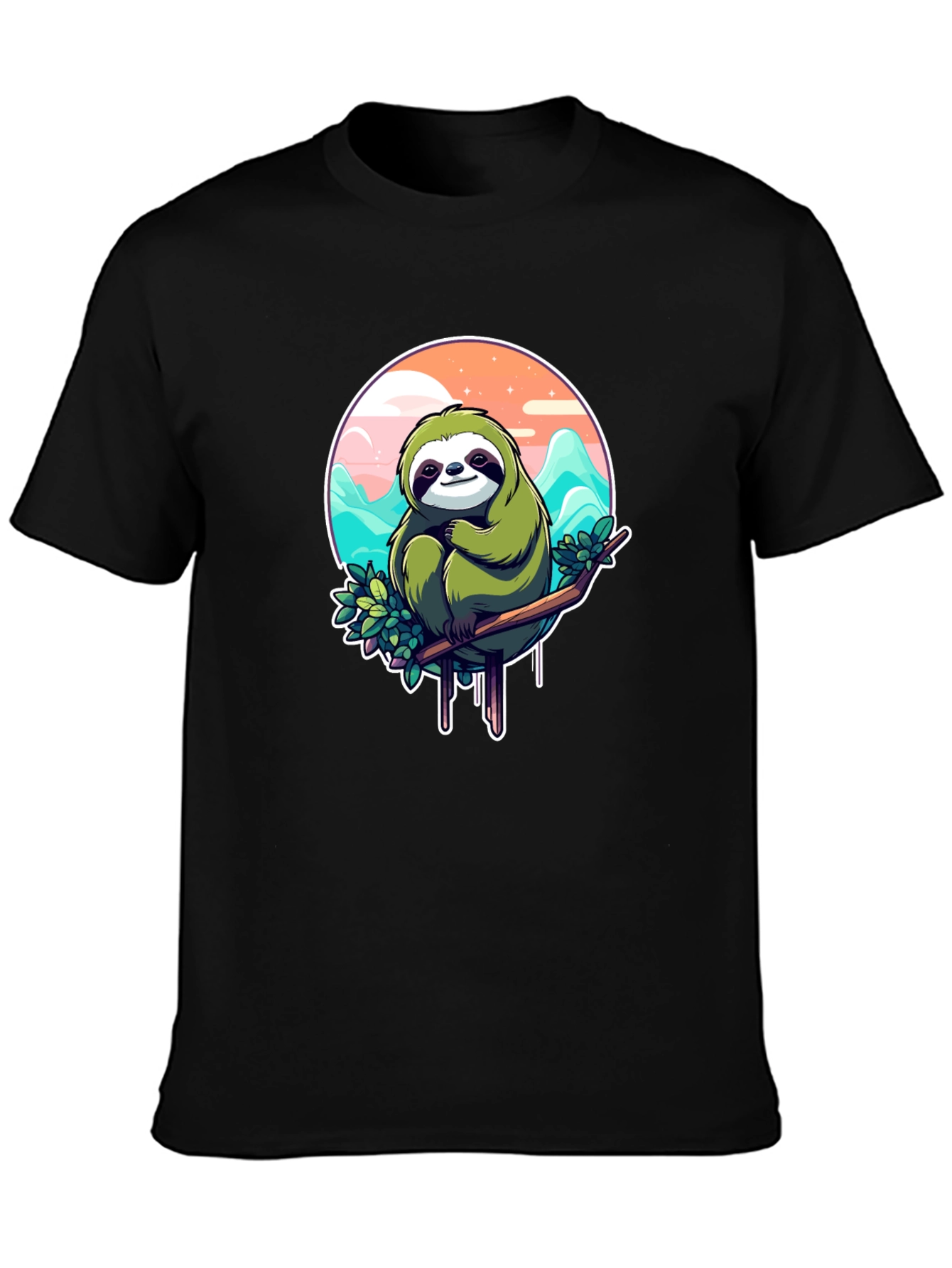 Sloth Graphic Tee - Relaxed Fit Black T-Shirt