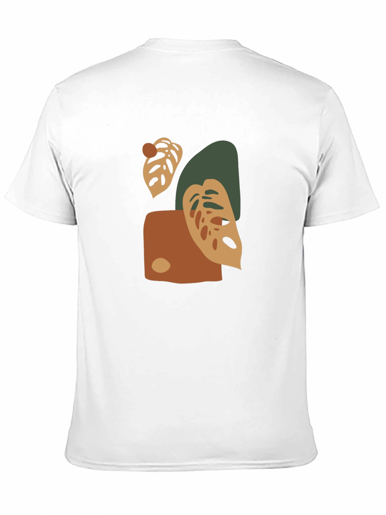 Abstract Monstera Leaf Graphic Print Black T-Shirt