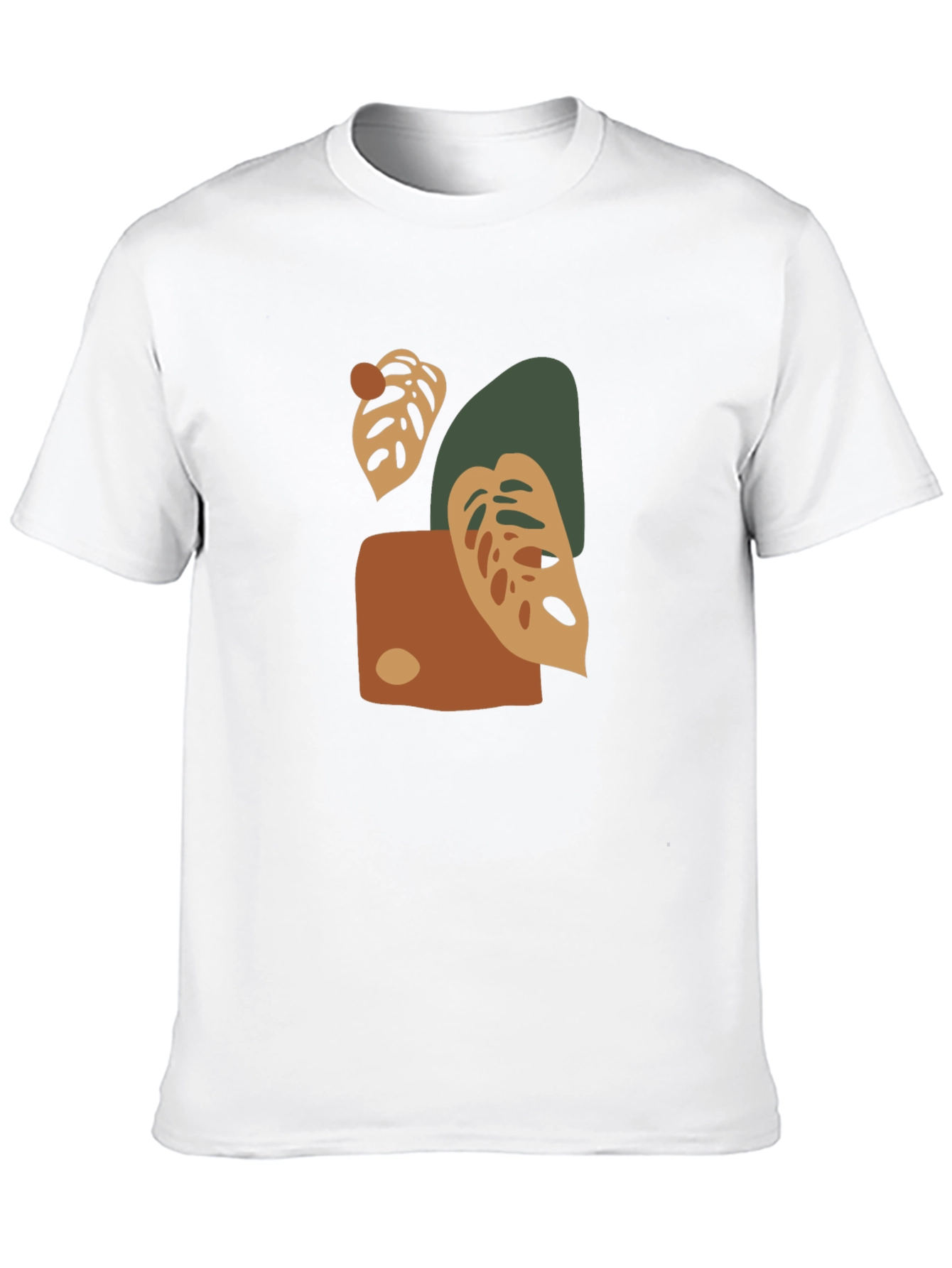 Abstract Monstera Leaf Graphic Print Black T-Shirt