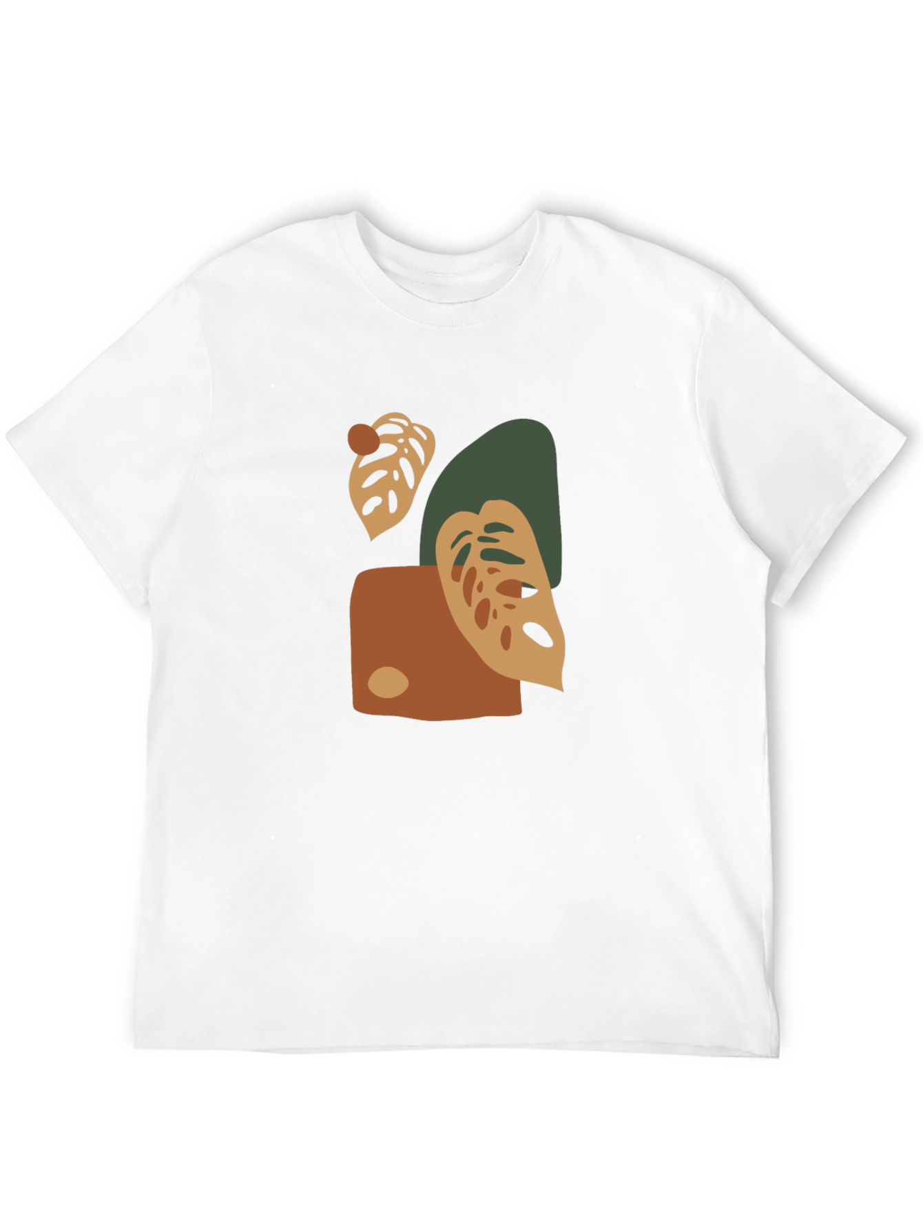 Abstract Monstera Leaf Graphic Print Black T-Shirt