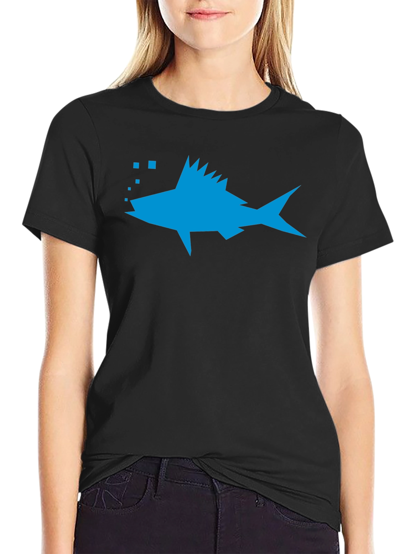 Geometric Fish Graphic Tee - Casual Style
