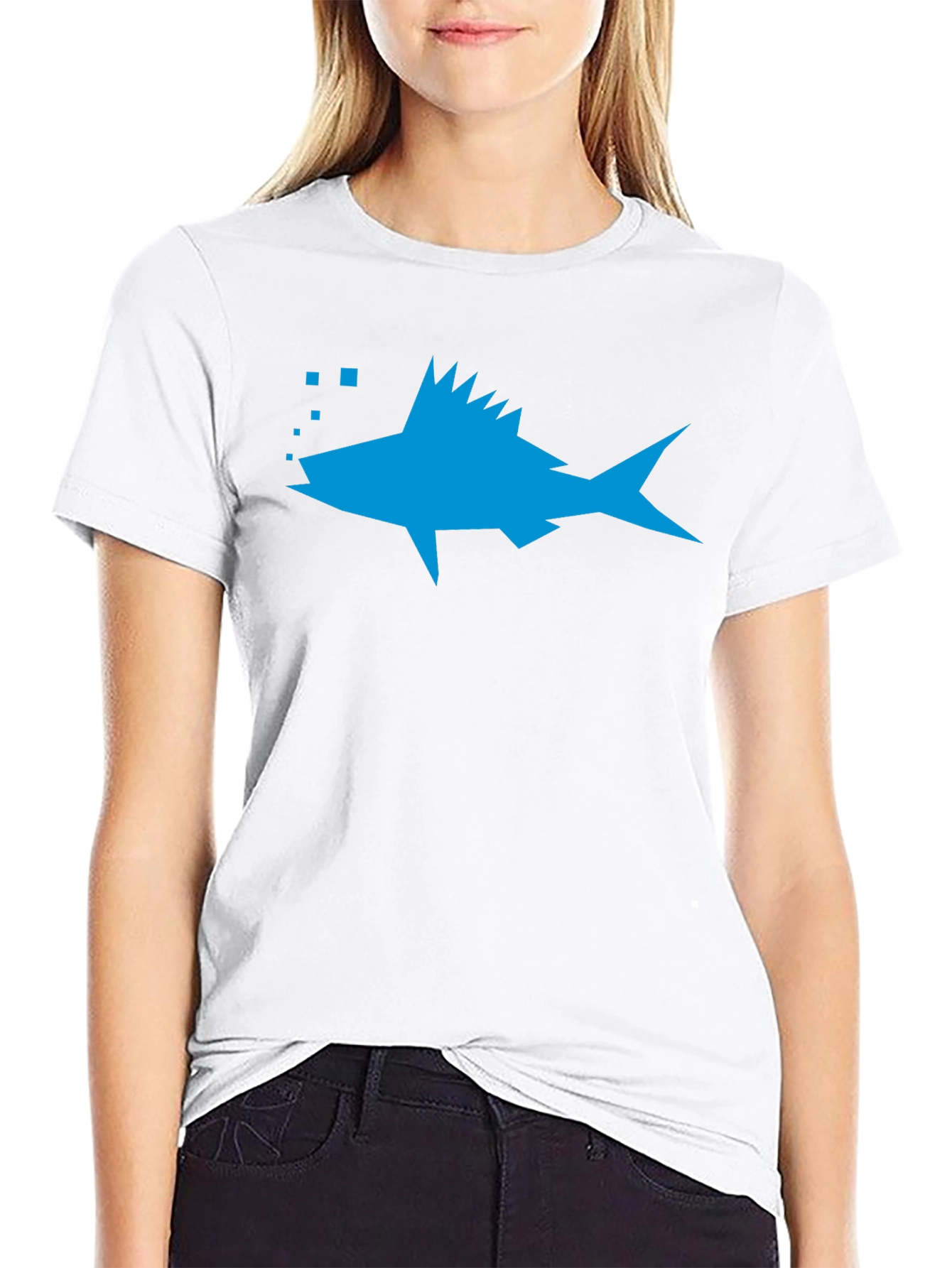 Geometric Fish Graphic Tee - Casual Style