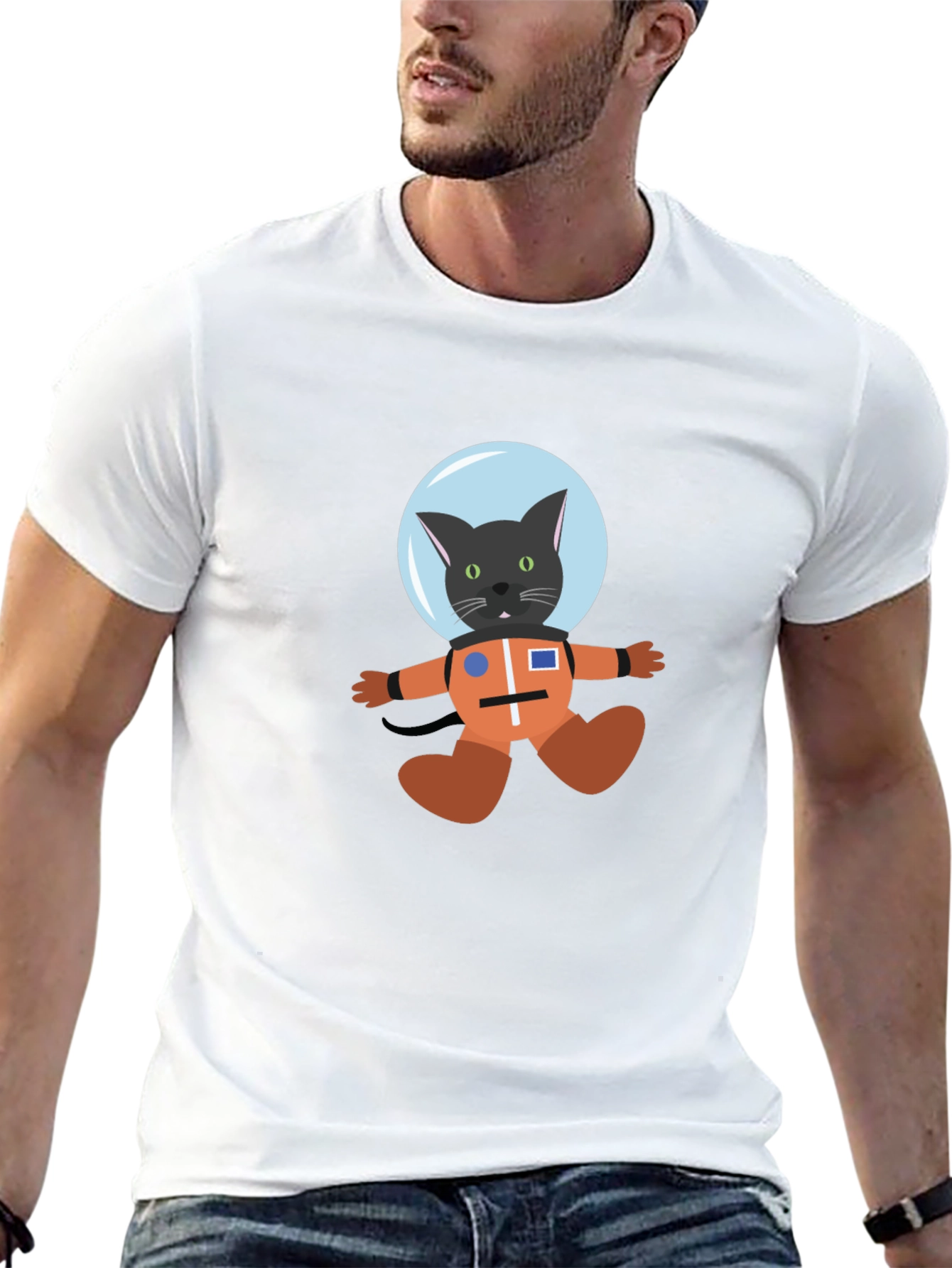 Cat Astronaut Black T-Shirt