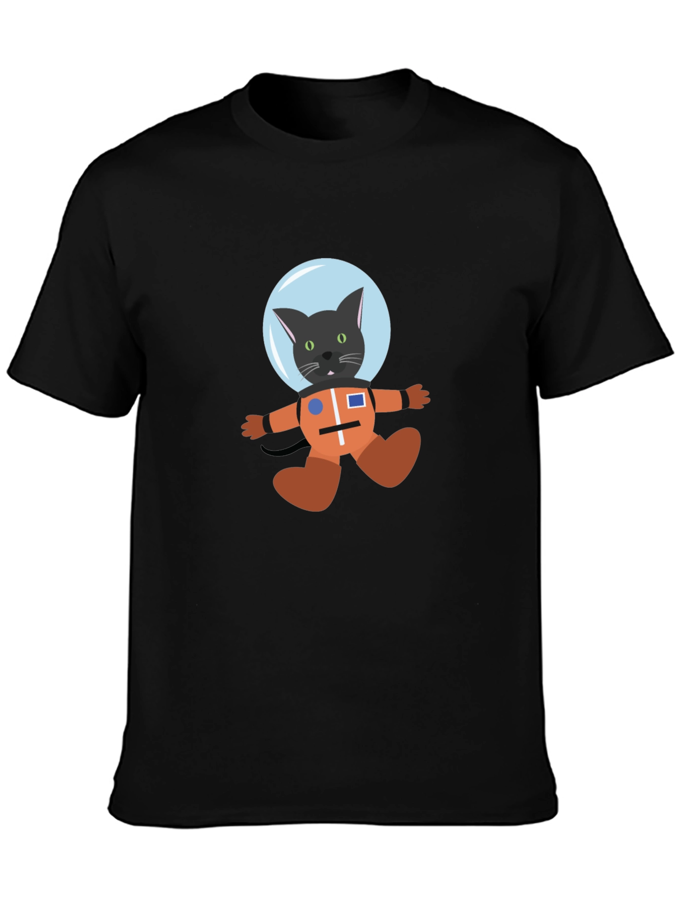 Cat Astronaut Black T-Shirt
