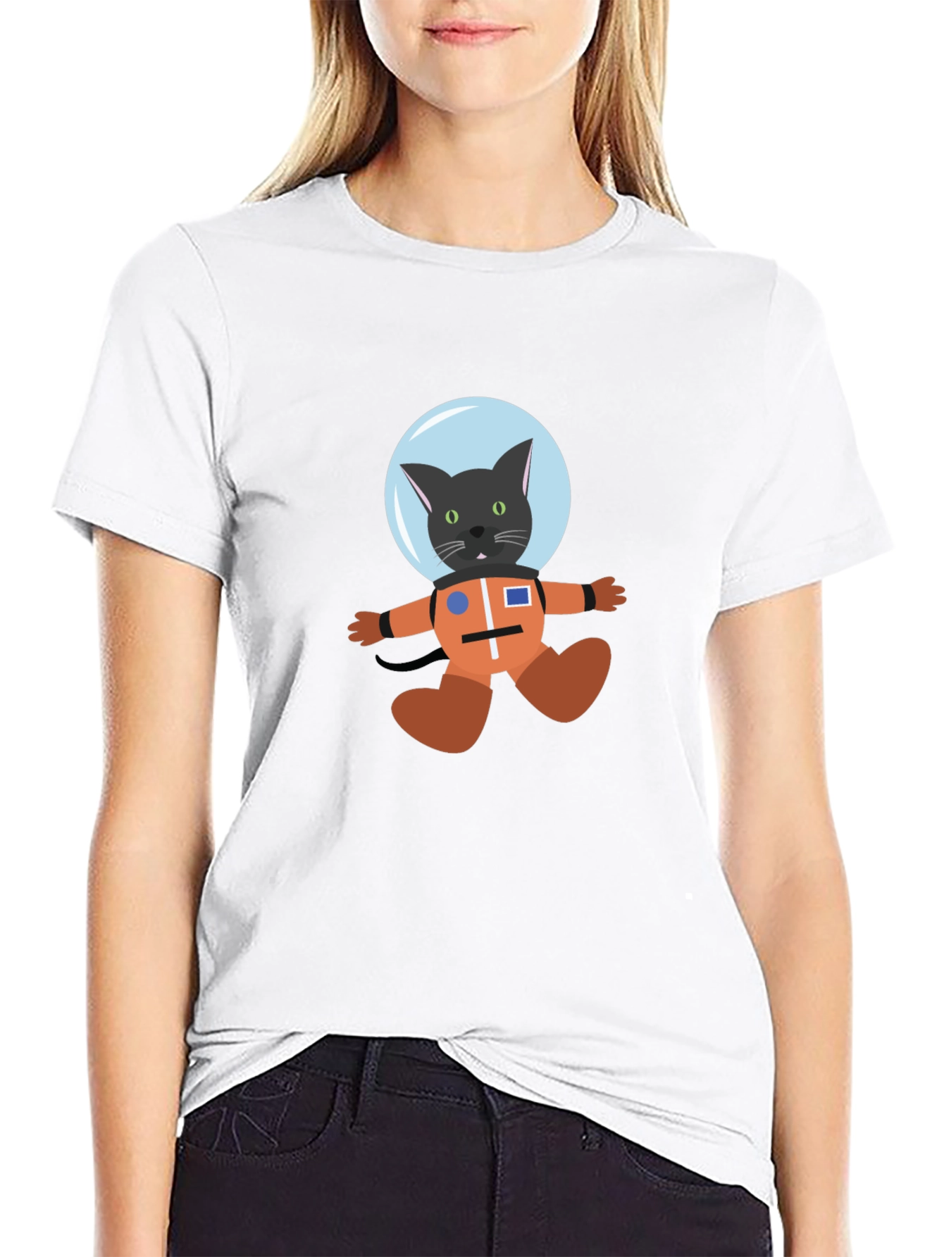 Cat Astronaut Black T-Shirt