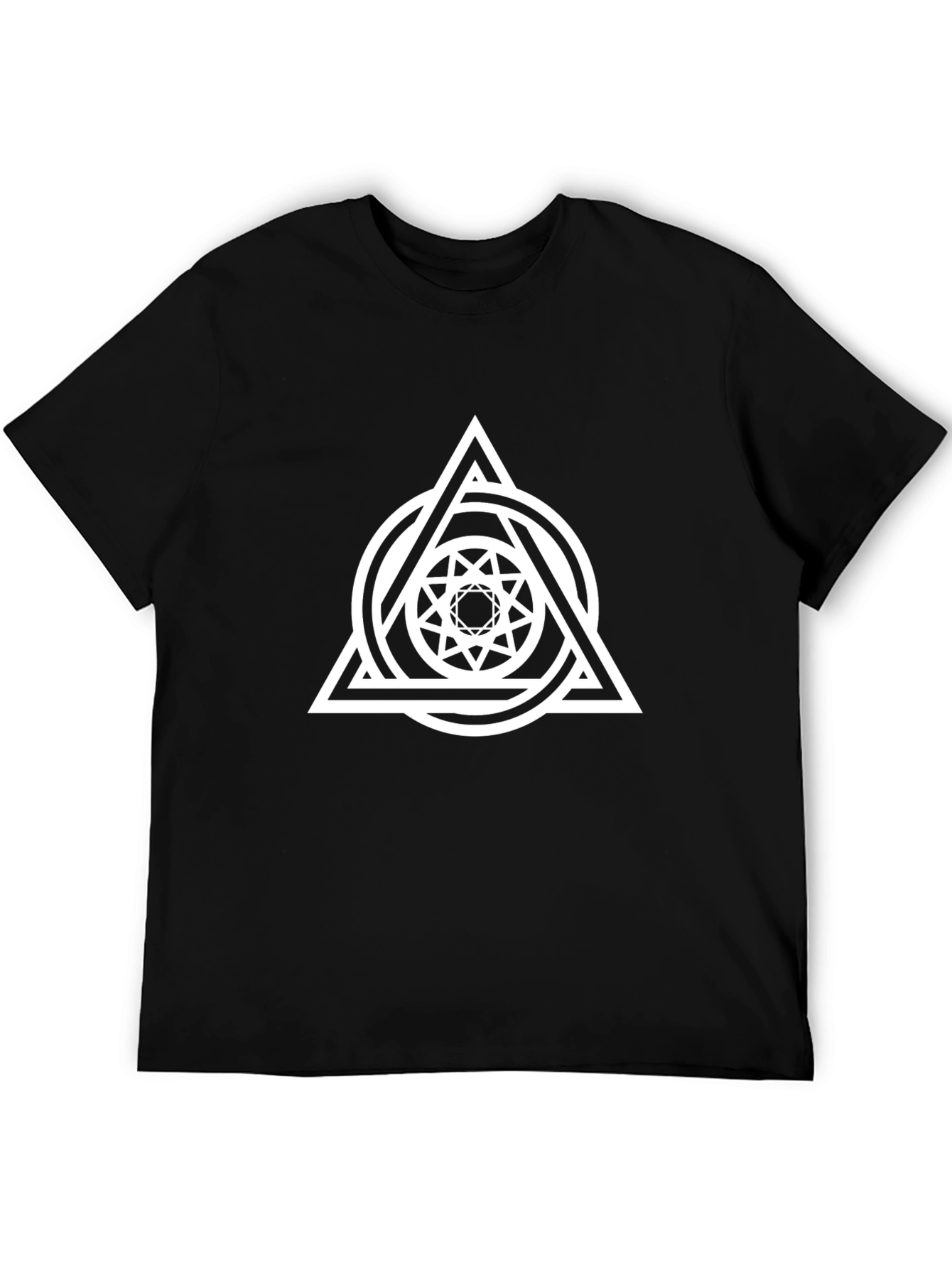 Geometric Triangle Circle Graphic Black Tee