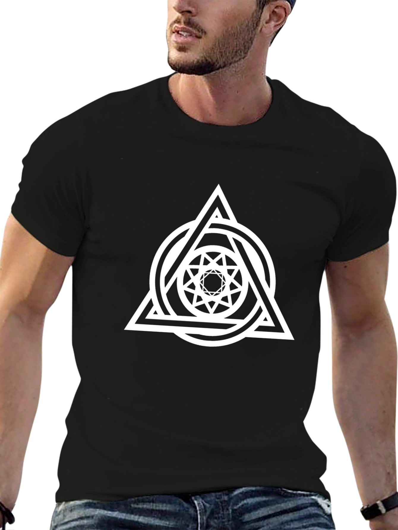 Geometric Triangle Circle Graphic Black Tee