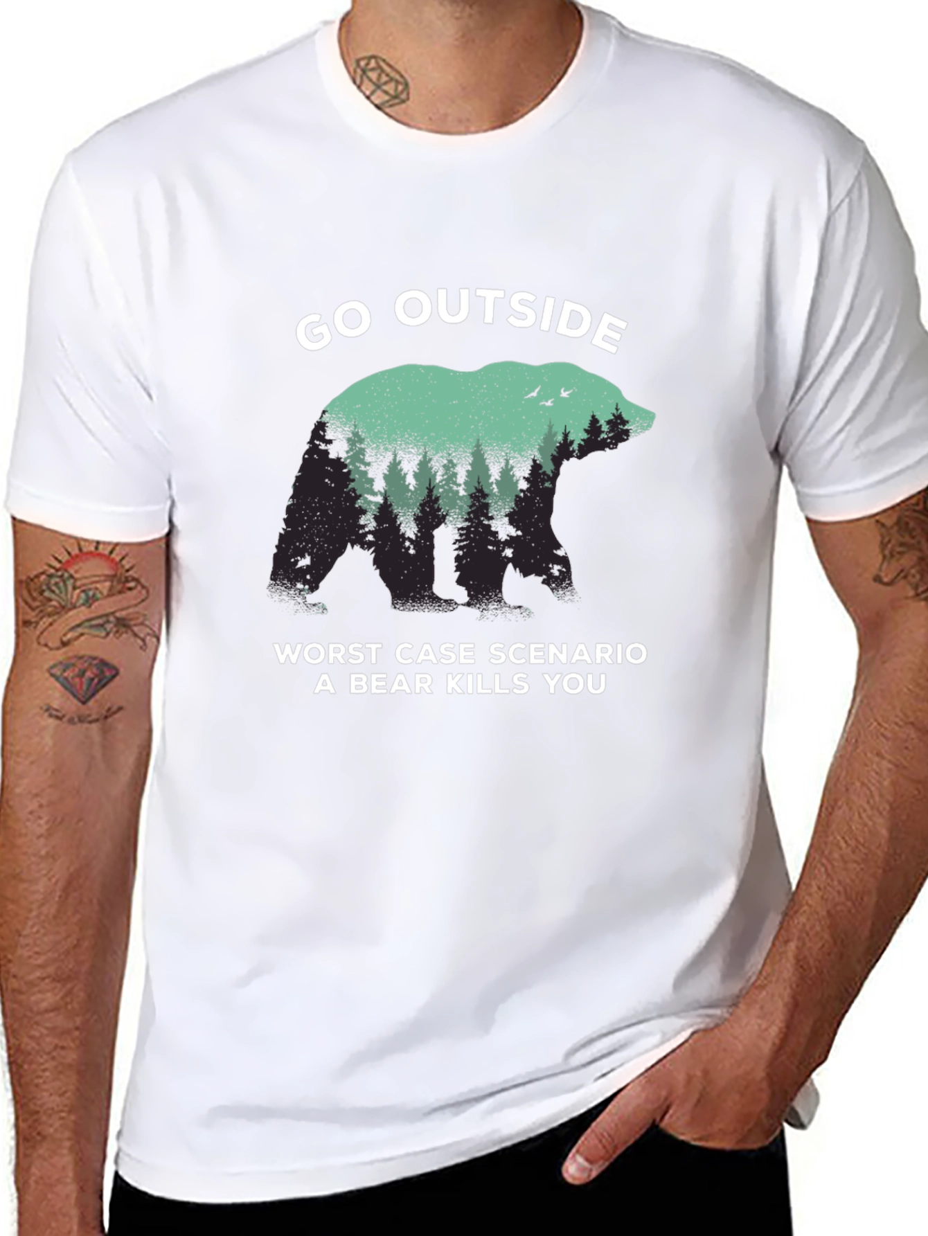Go Outside Bear Graphic T-Shirt