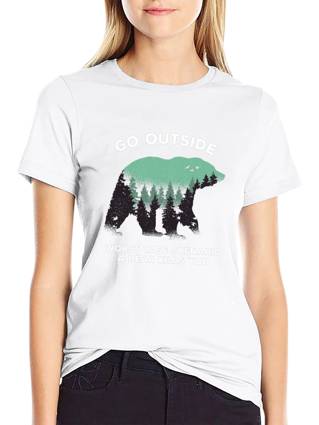 Go Outside Bear Graphic T-Shirt