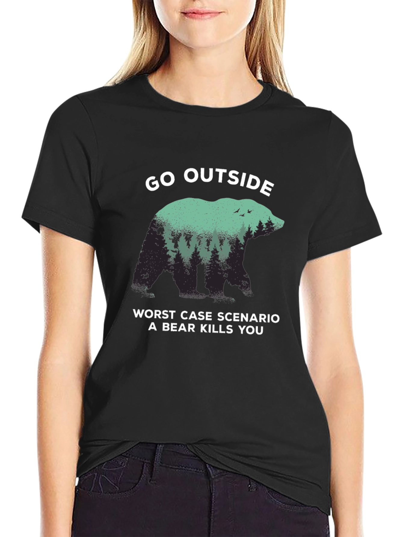 Go Outside Bear Graphic T-Shirt