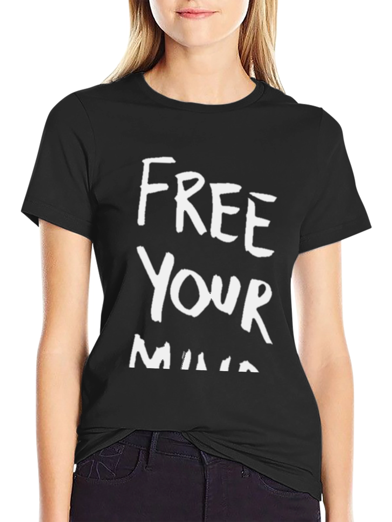 Free Your Mind Graphic Tee - Trendy Black T-Shirt