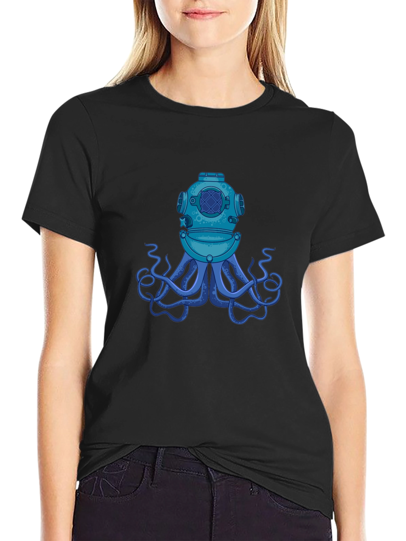 Diver Octopus Black T-Shirt