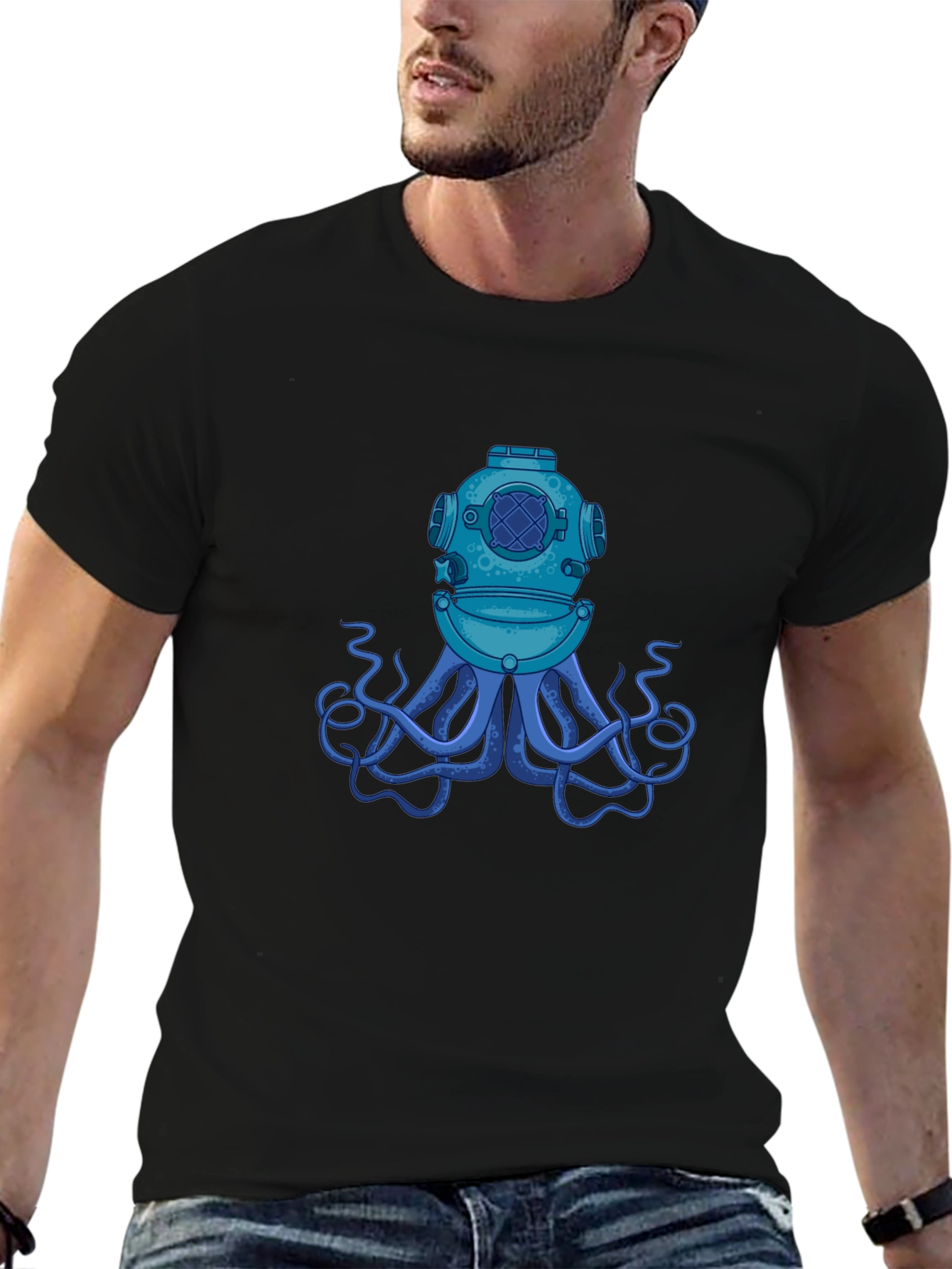 Diver Octopus Black T-Shirt