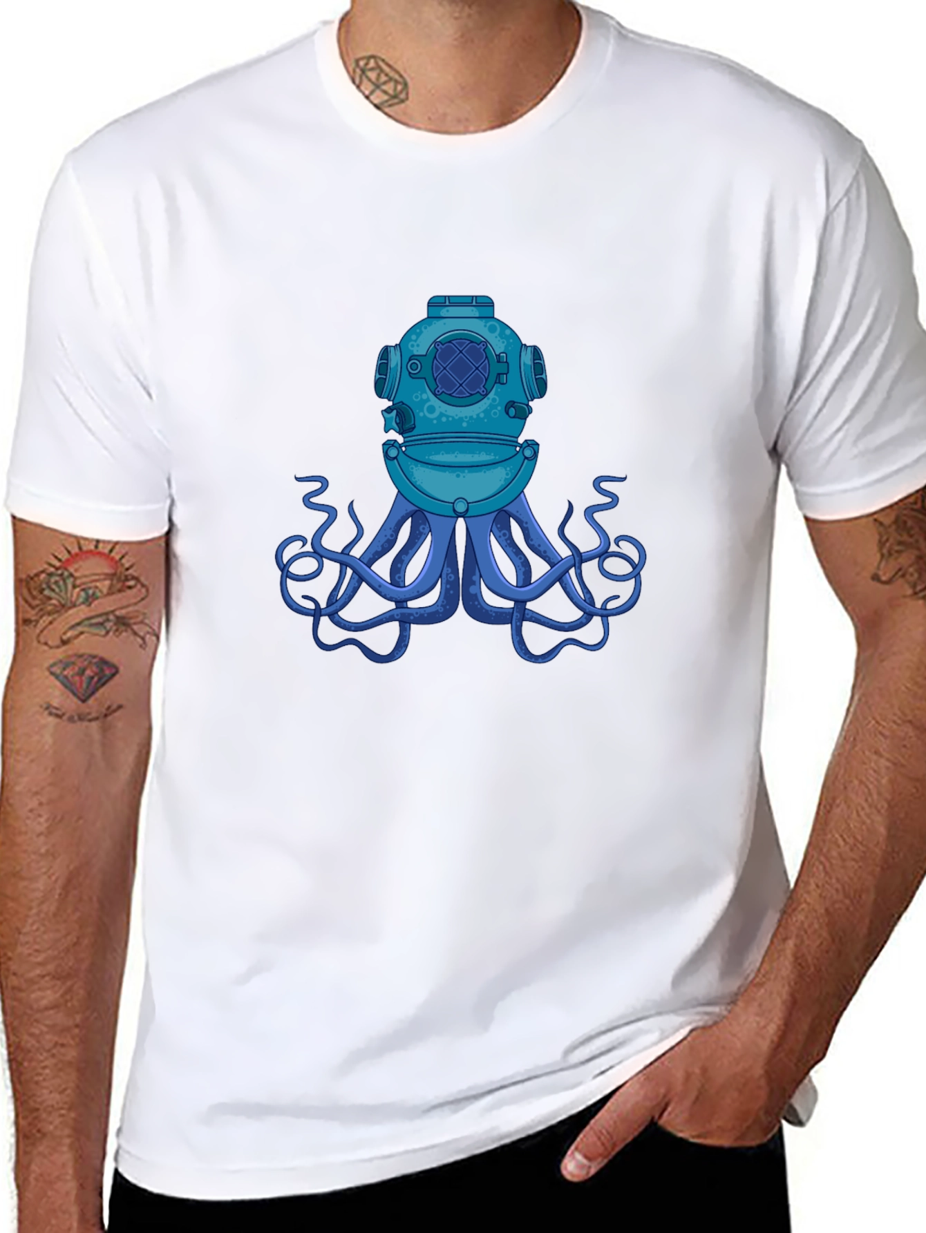 Diver Octopus Black T-Shirt