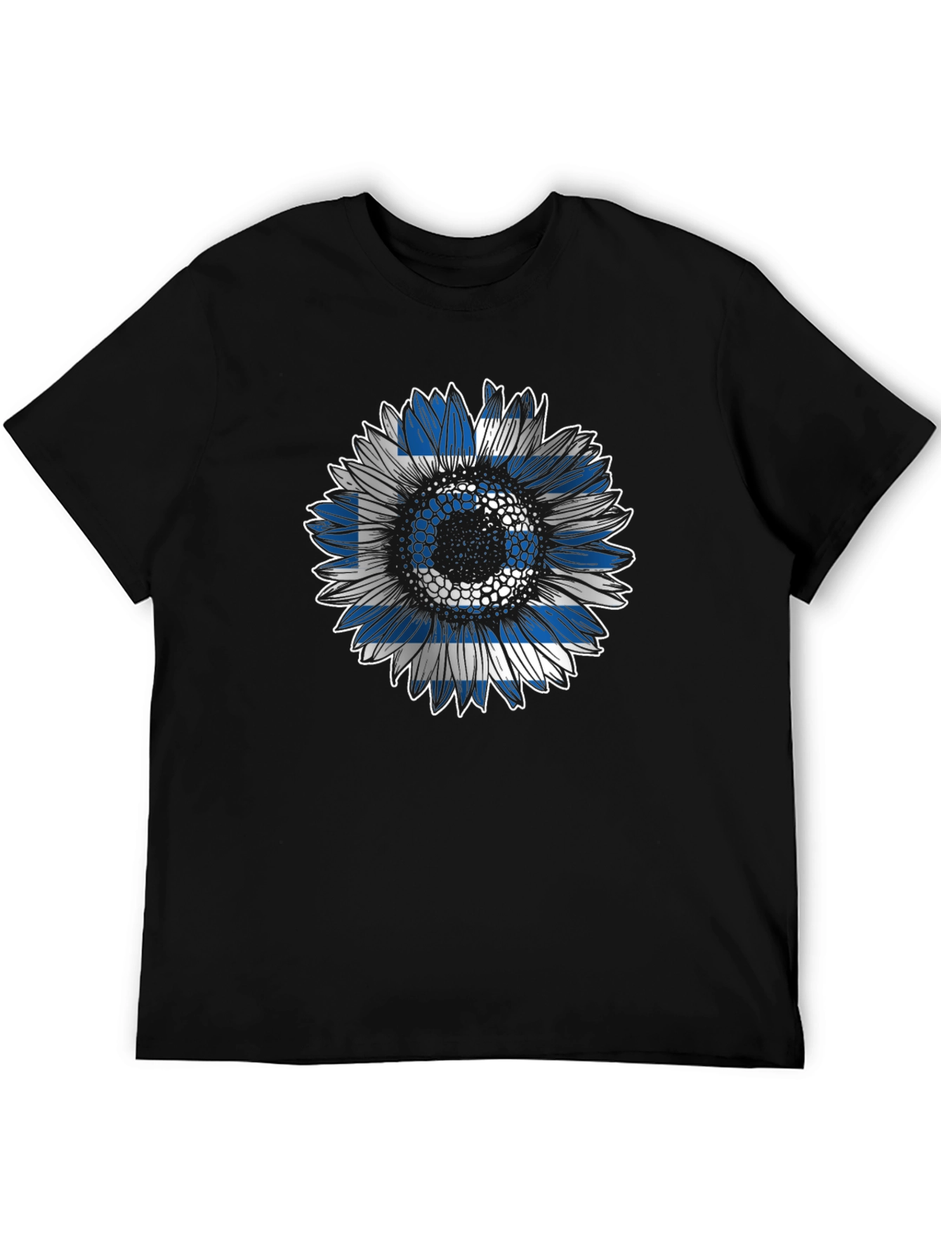 Greek Flag Sunflower T-Shirt - Unique Design
