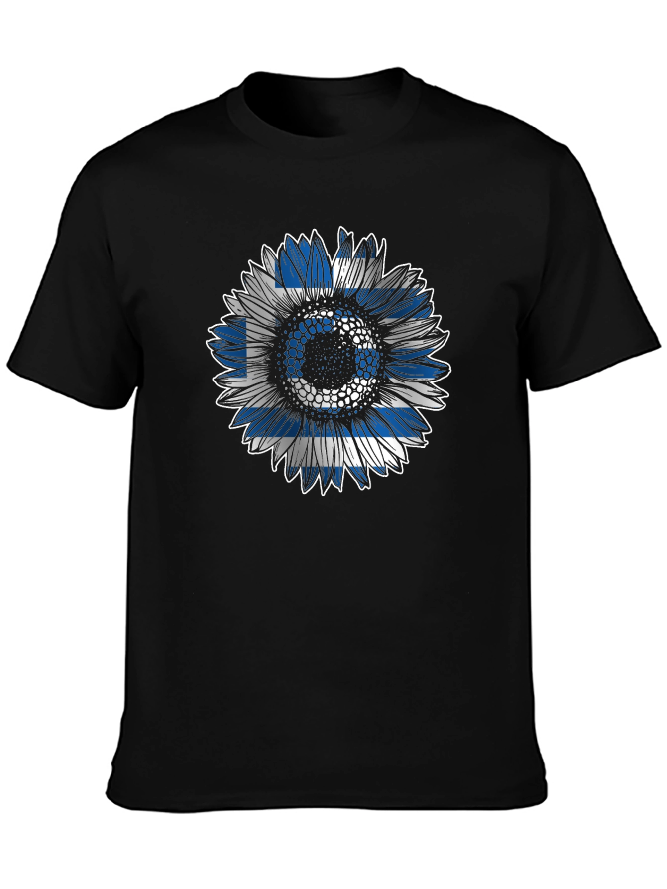 Greek Flag Sunflower T-Shirt - Unique Design