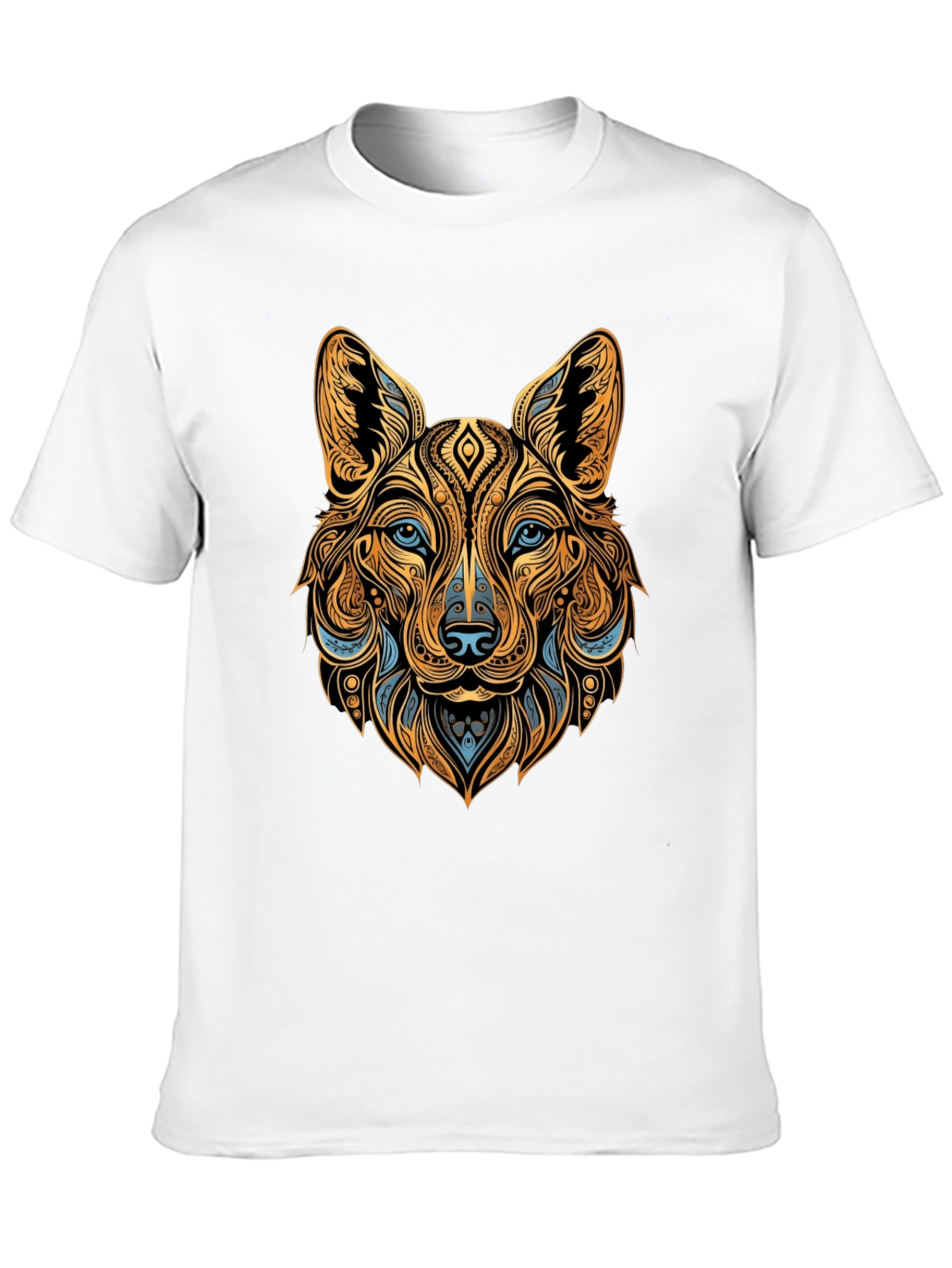 Tribal Wolf Graphic Black Tee - Unique Animal Print