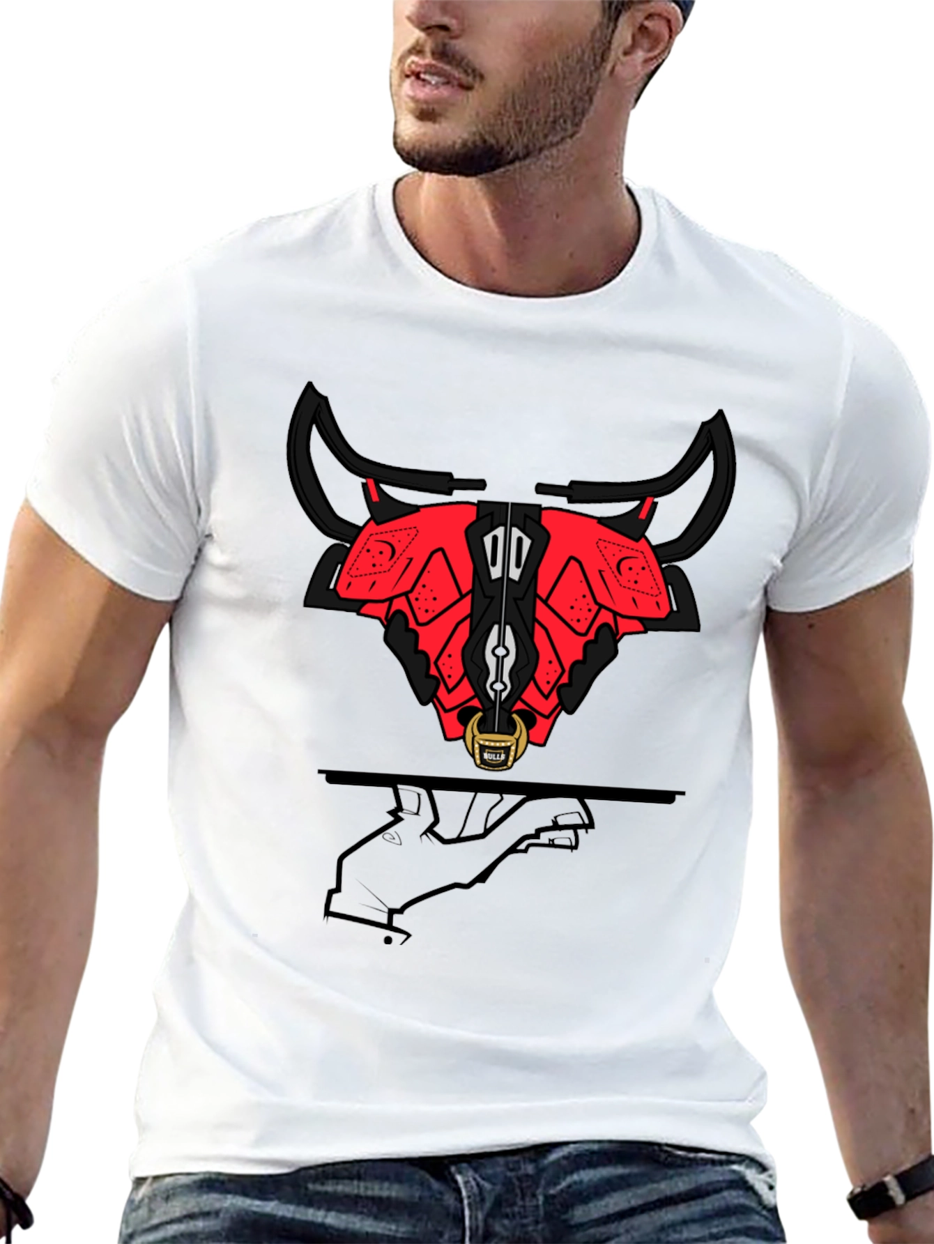 Stylized Bull Graphic Tee - Modern Urban Fashion