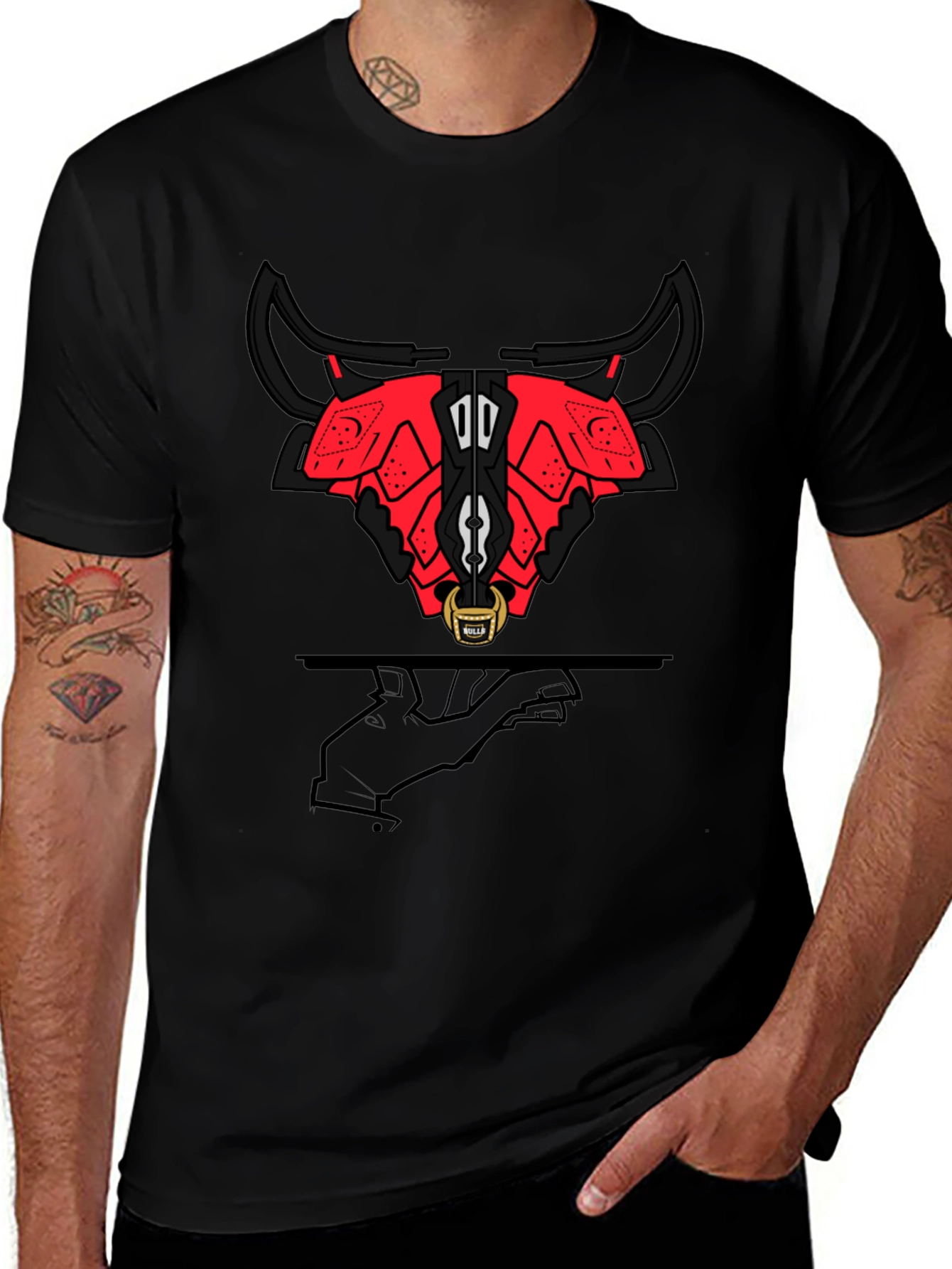 Stylized Bull Graphic Tee - Modern Urban Fashion