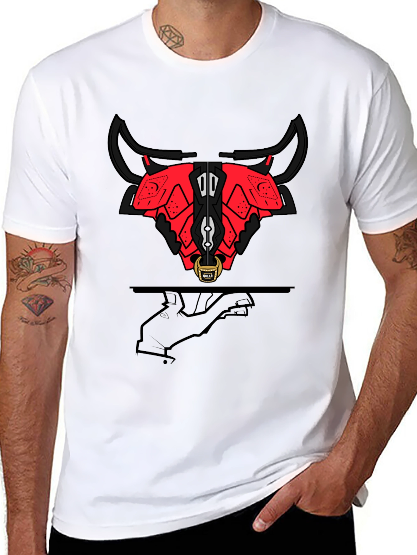 Stylized Bull Graphic Tee - Modern Urban Fashion