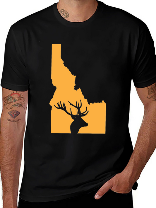 Idaho Deer Graphic Tee - Black Short Sleeve Shirt