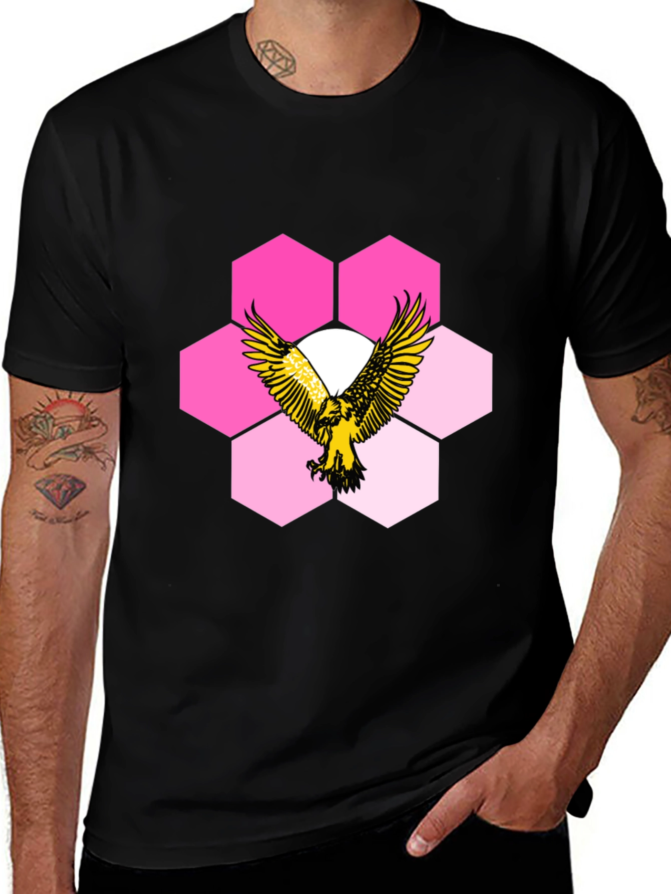 Eagle Hexagon Graphic T-Shirt - Cool Design!