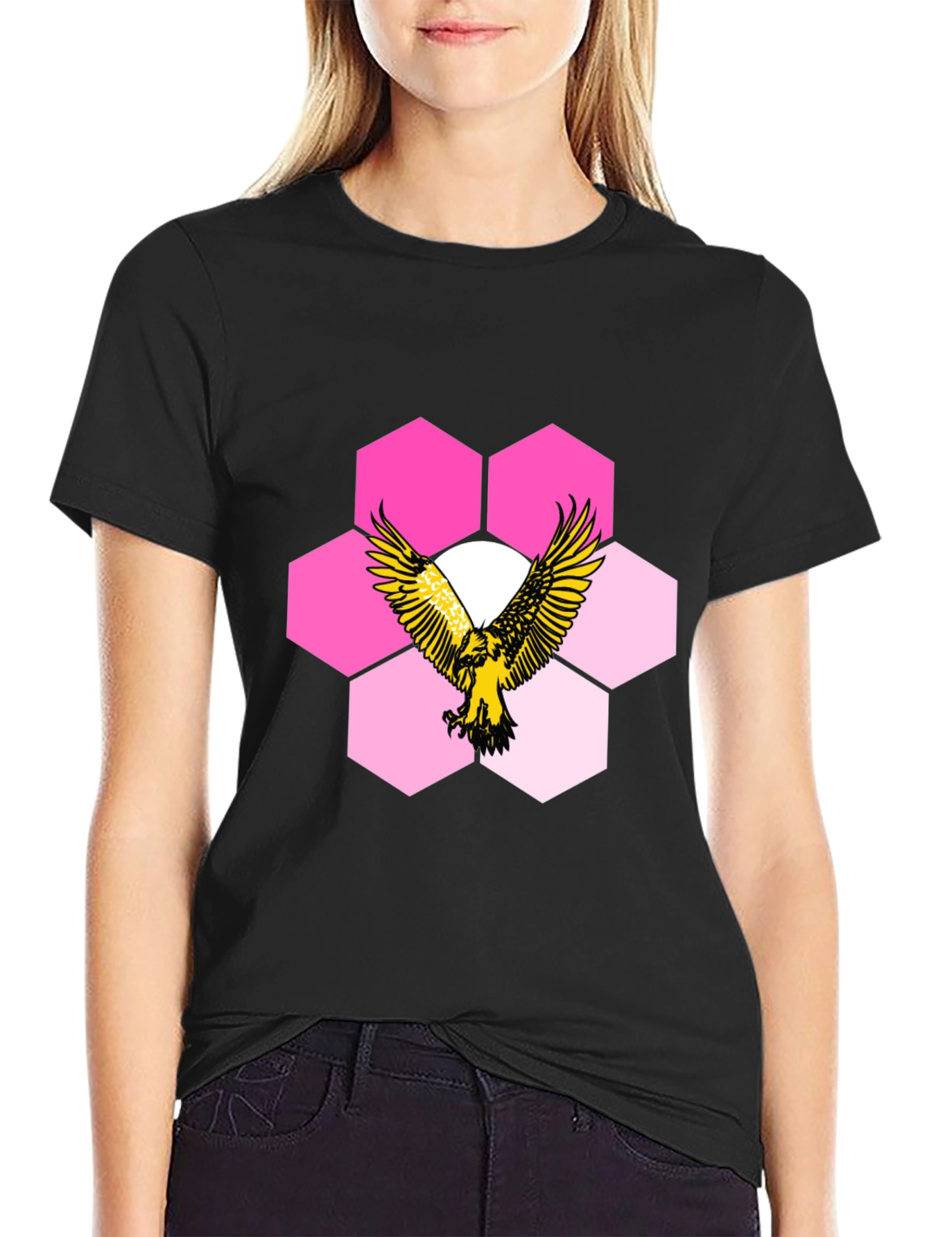 Eagle Hexagon Graphic T-Shirt - Cool Design!