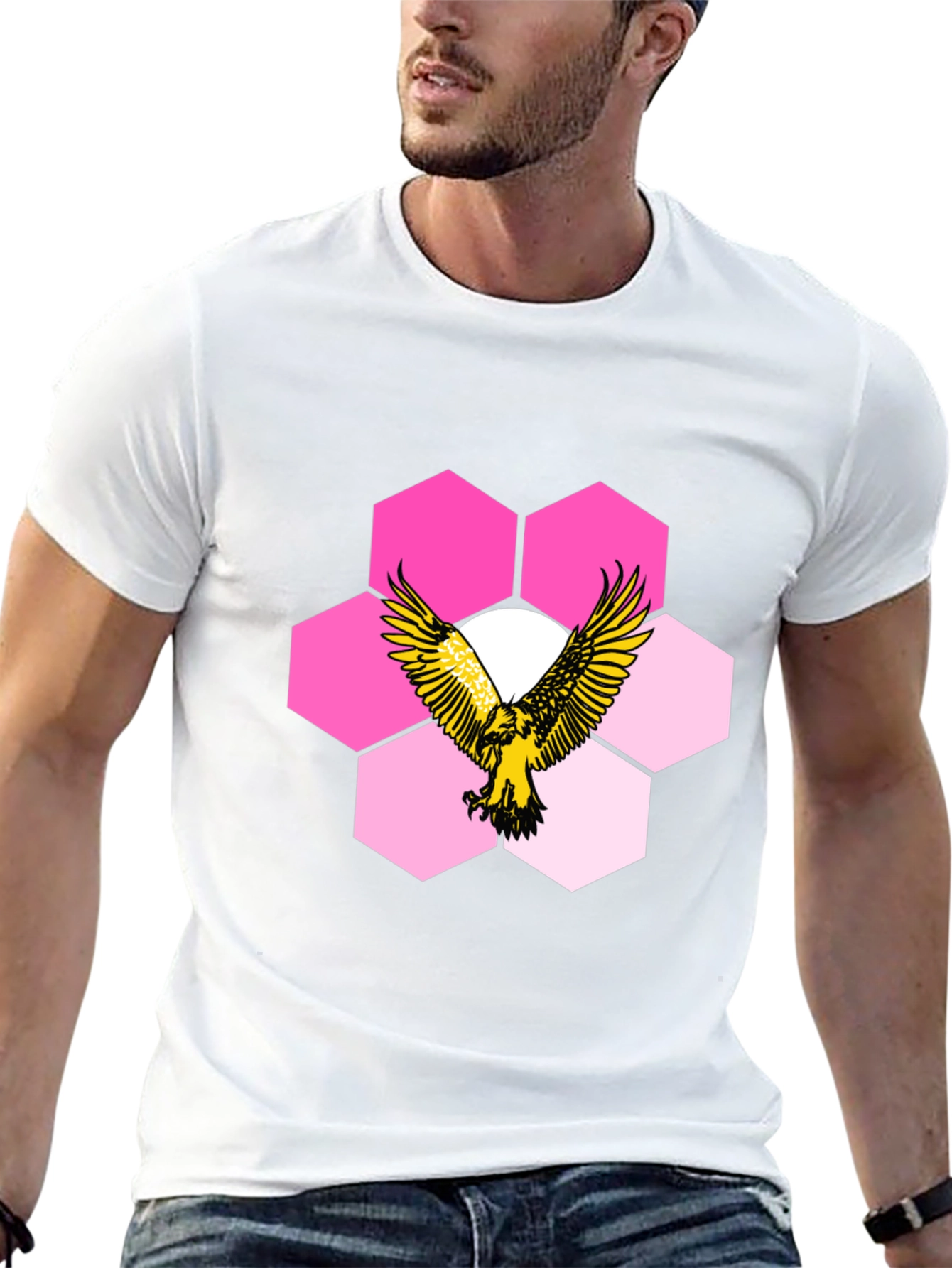 Eagle Hexagon Graphic T-Shirt - Cool Design!