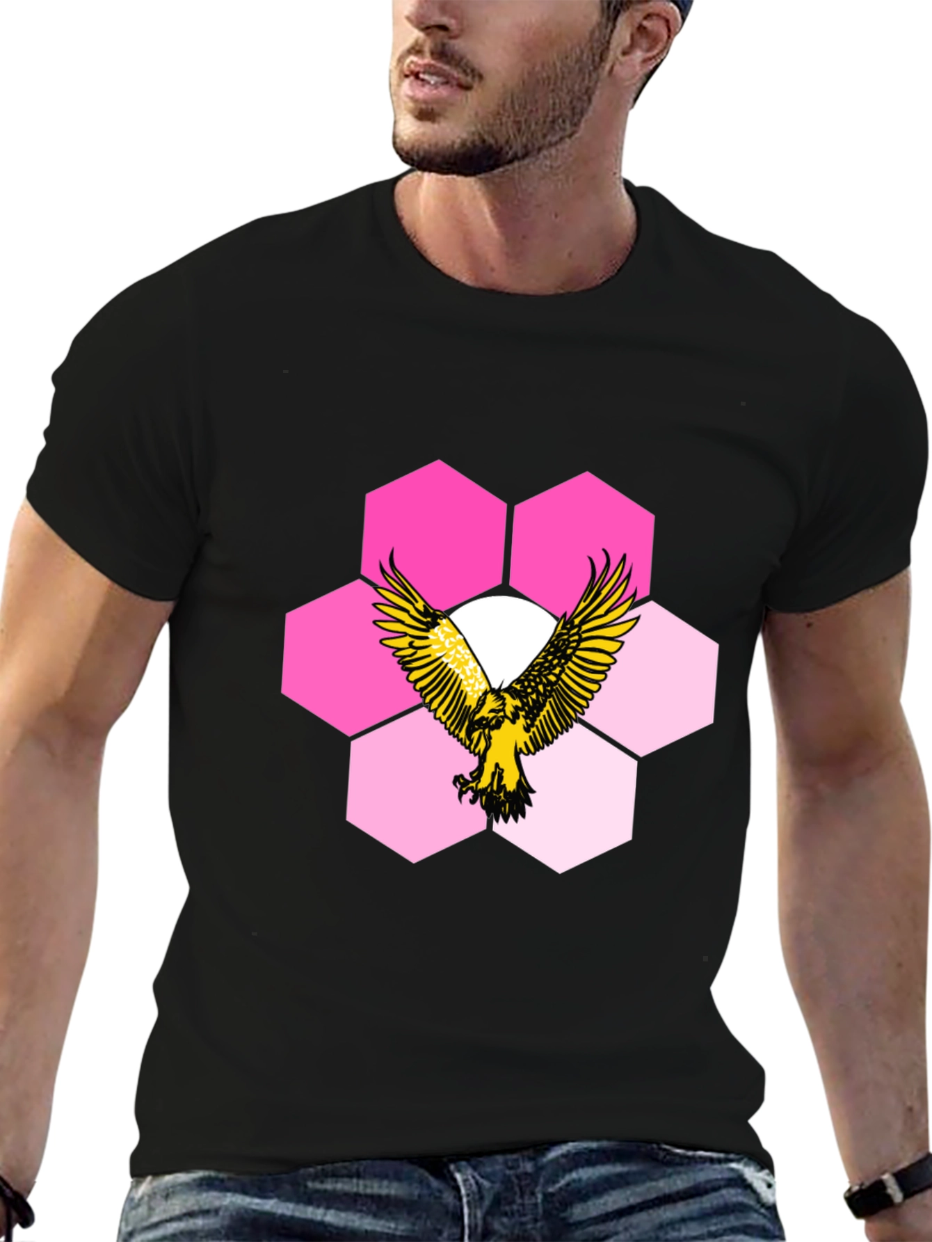 Eagle Hexagon Graphic T-Shirt - Cool Design!