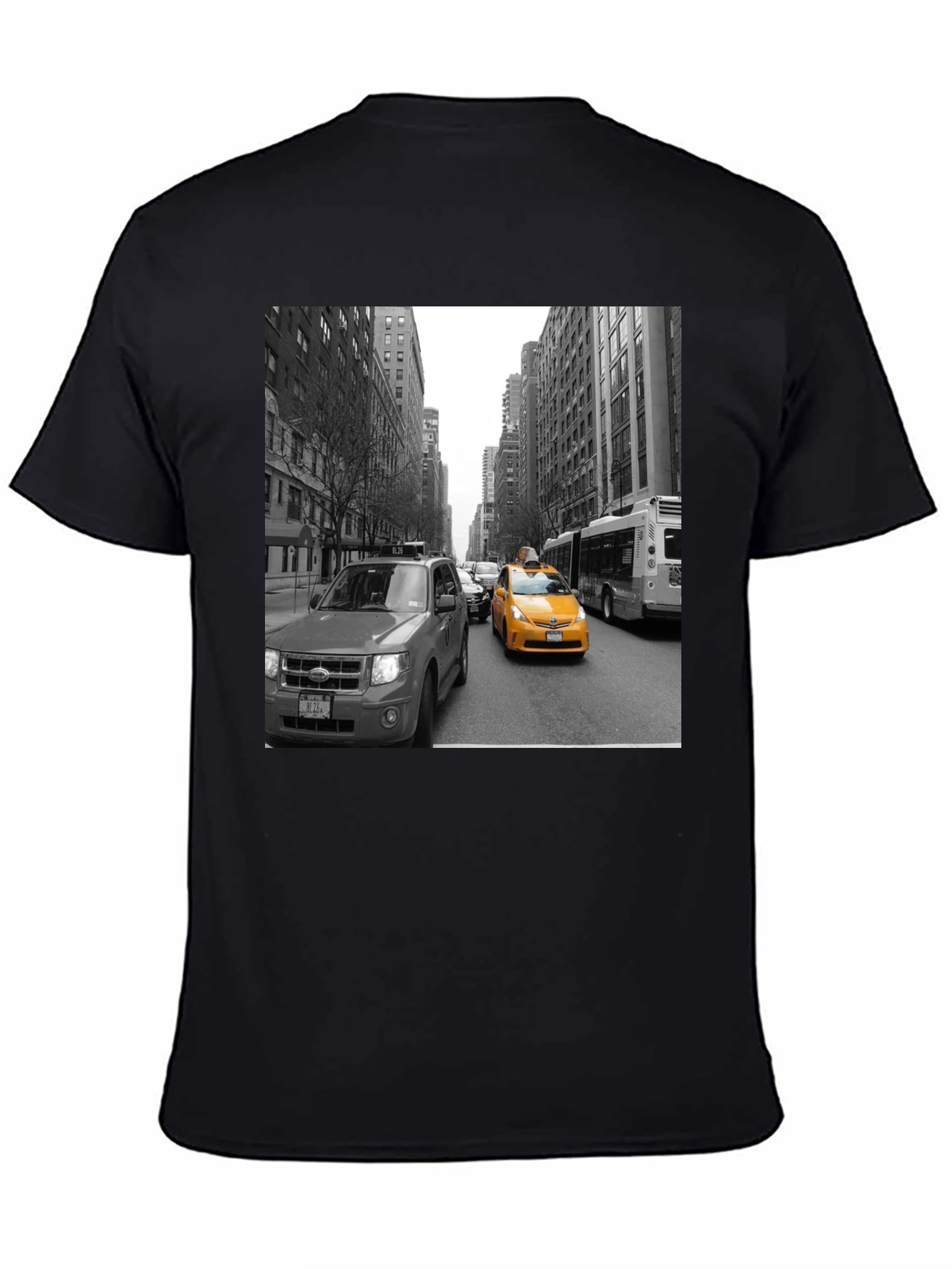 NYC Taxi Graphic Tee - Black Cotton T-Shirt