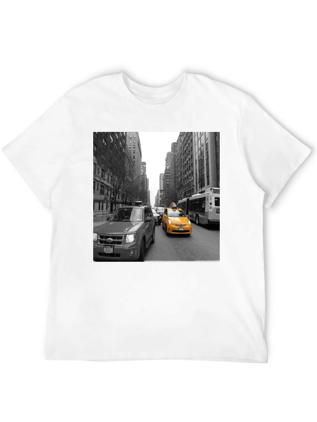 NYC Taxi Graphic Tee - Black Cotton T-Shirt