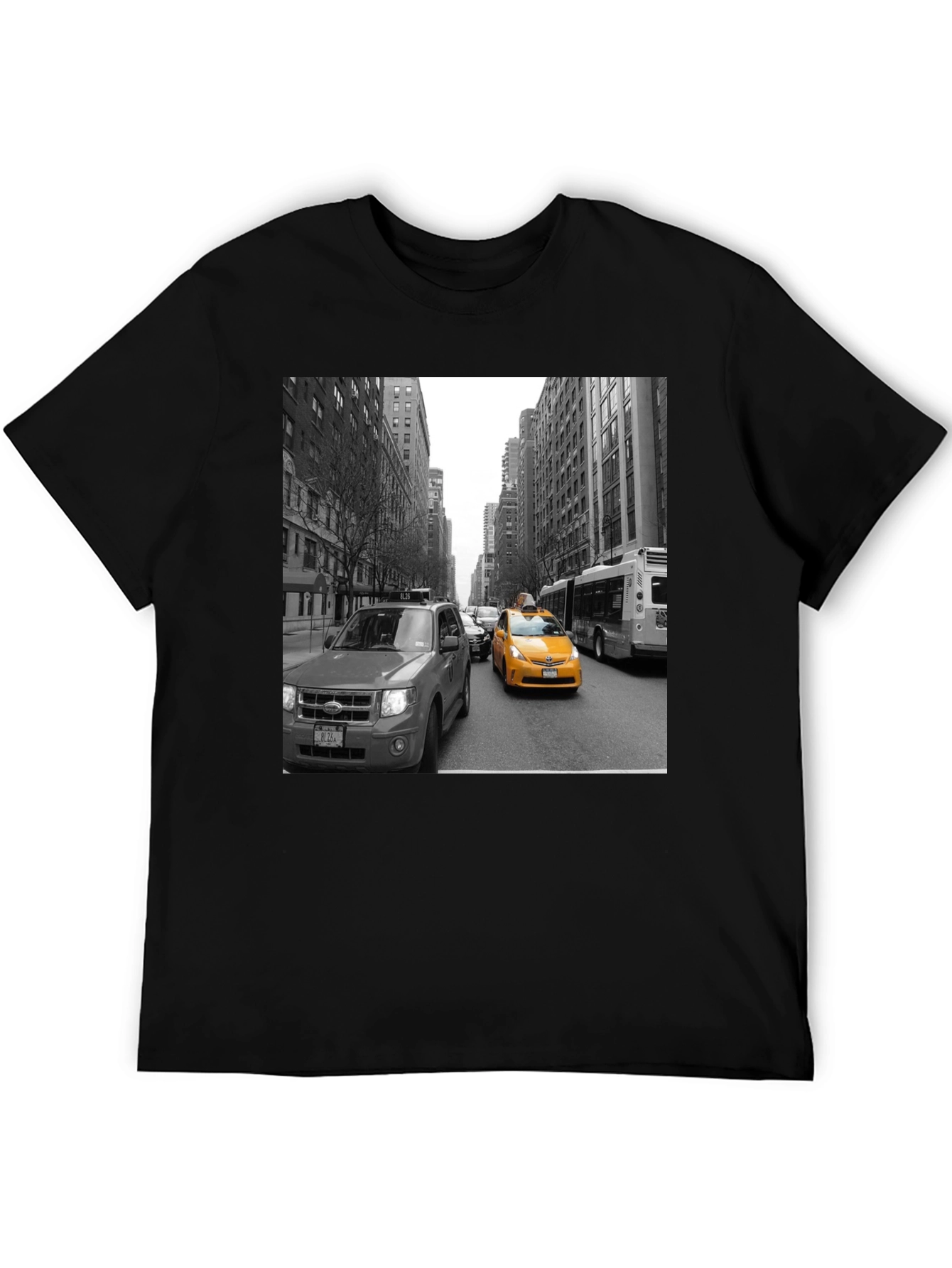 NYC Taxi Graphic Tee - Black Cotton T-Shirt