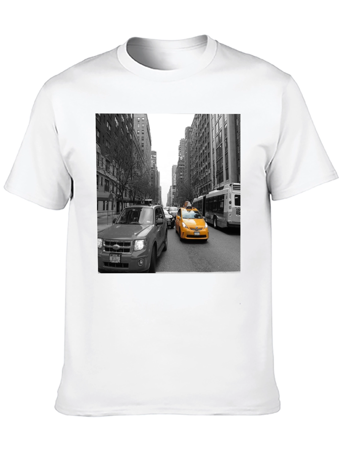 NYC Taxi Graphic Tee - Black Cotton T-Shirt