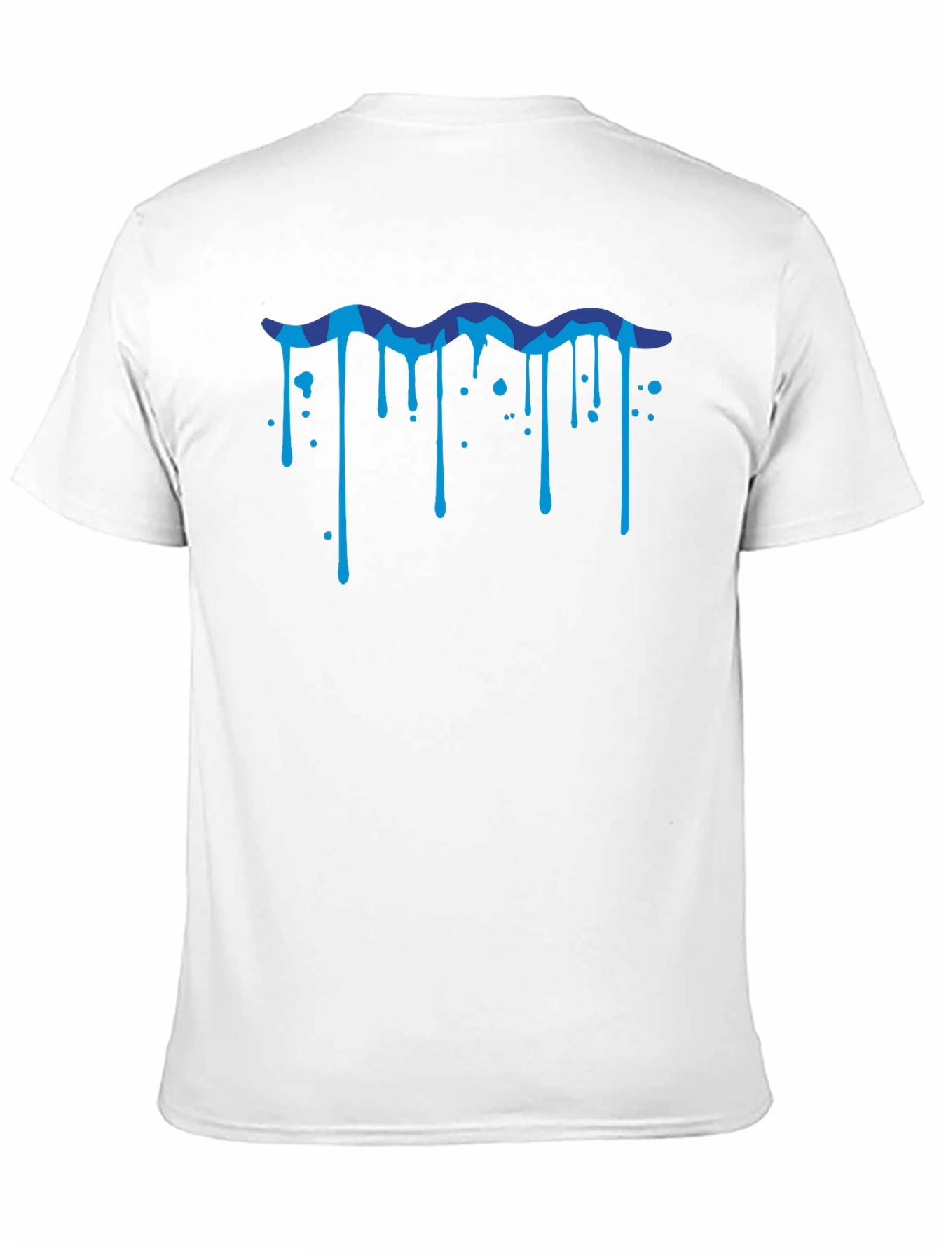 Stylish Black Tee with Blue Wave Drip Design