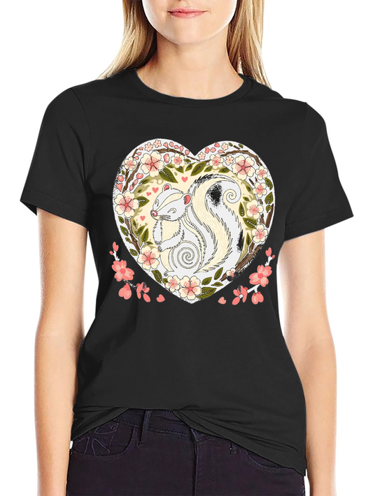 Skunk Heart Graphic Tee - Cute Animal Shirt