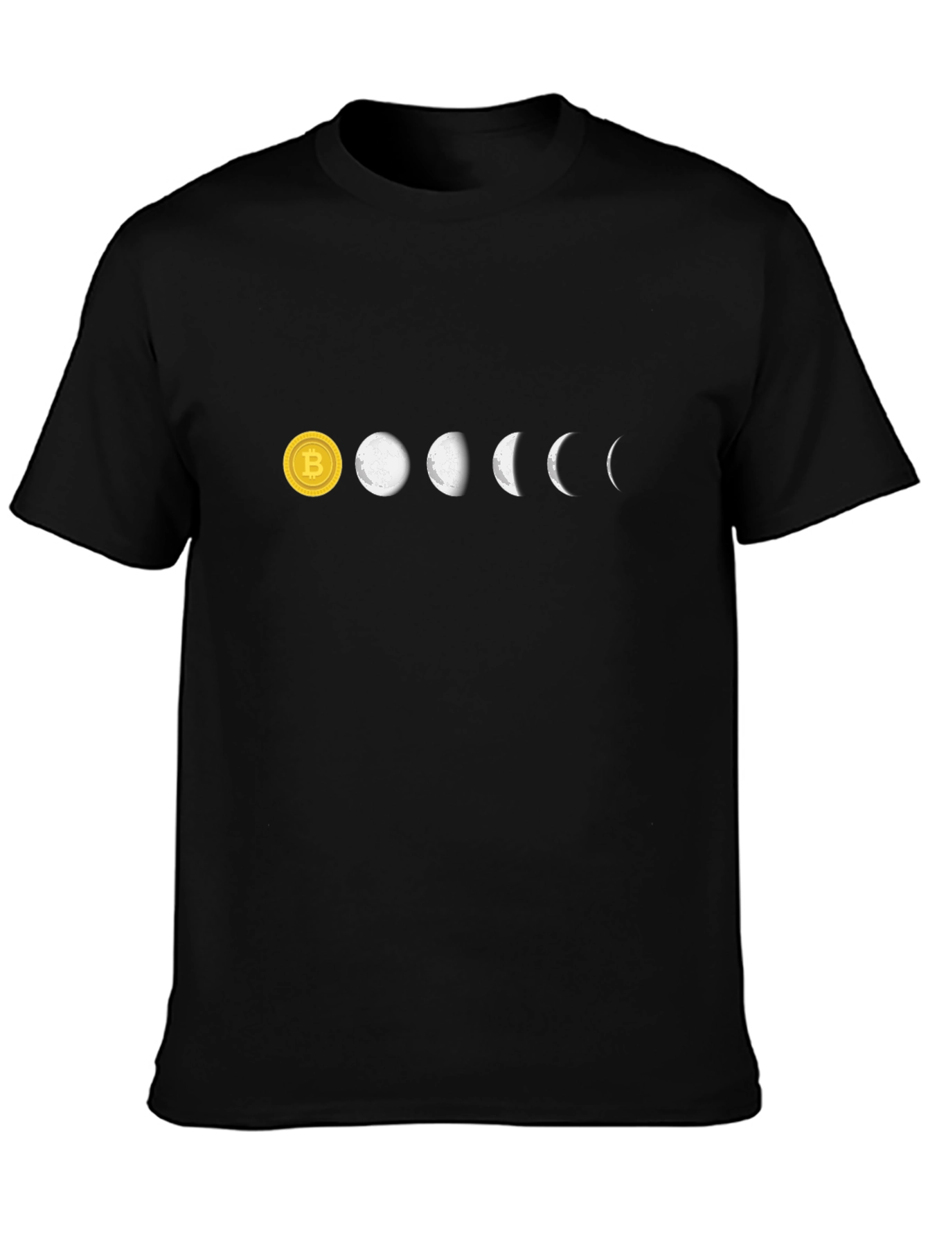 Bitcoin Moon Phases Black T-Shirt Crypto HODL Tee