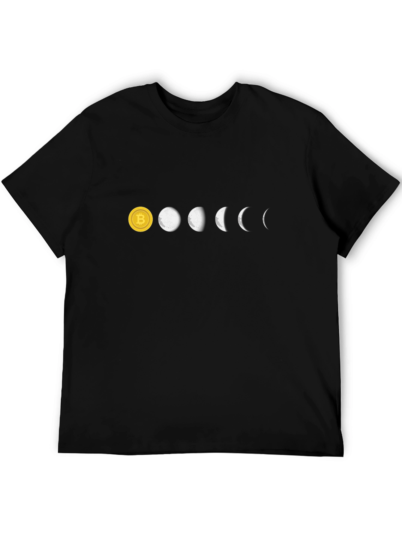 Bitcoin Moon Phases Black T-Shirt Crypto HODL Tee