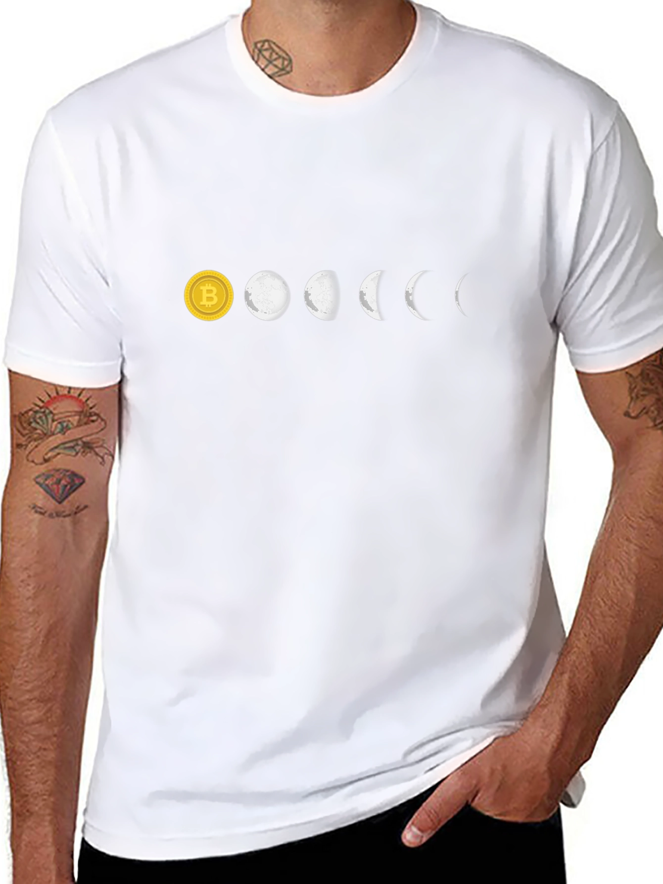 Bitcoin Moon Phases Black T-Shirt Crypto HODL Tee