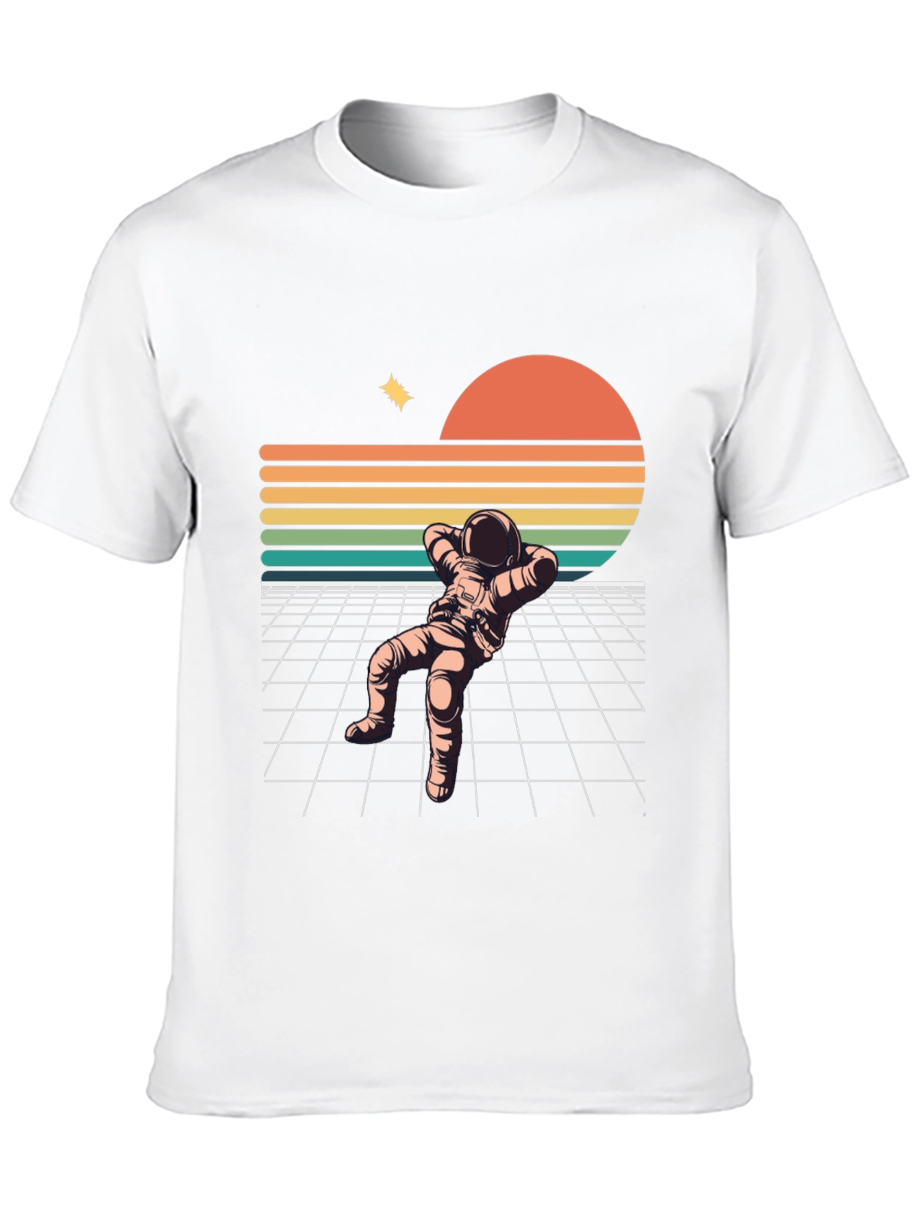 Retro Astronaut Relaxing Black T-Shirt