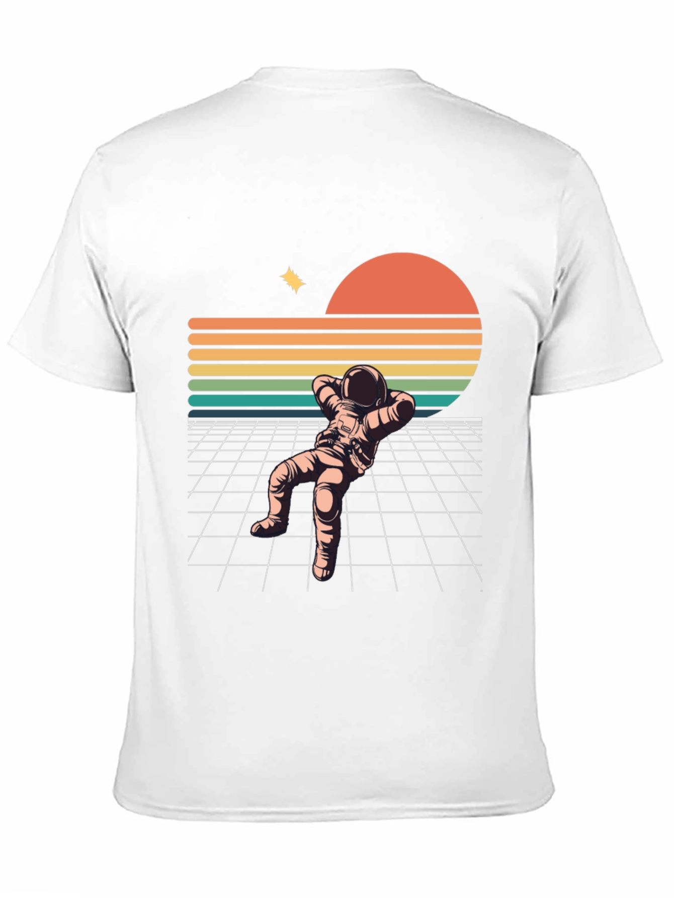 Retro Astronaut Relaxing Black T-Shirt