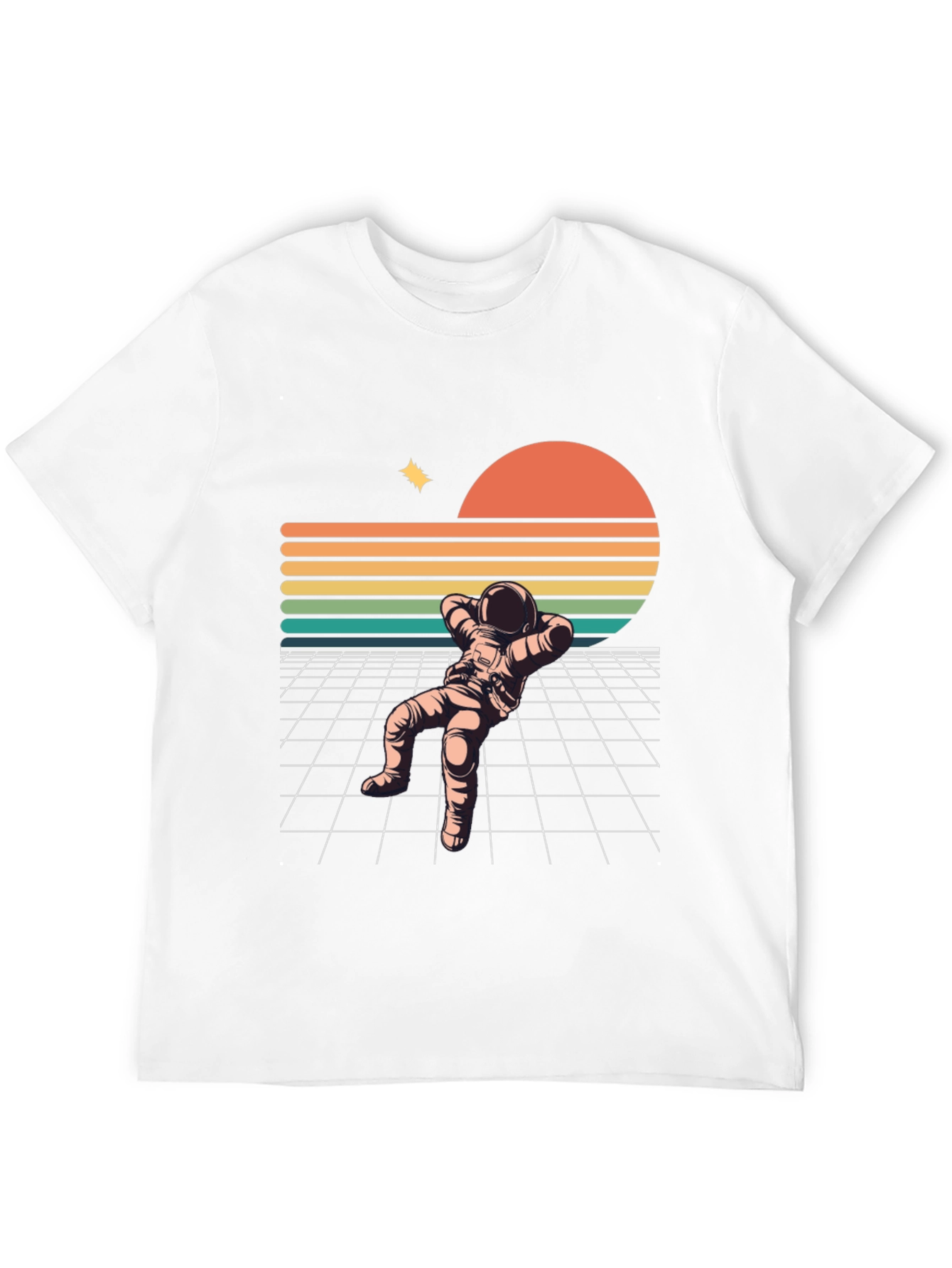 Retro Astronaut Relaxing Black T-Shirt