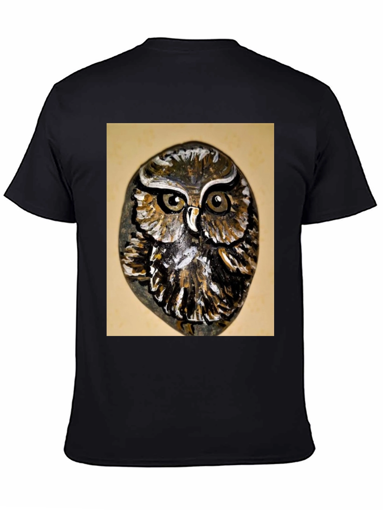 Owl Painted Rock Graphic Tee - Nature Lovers T-Shirt