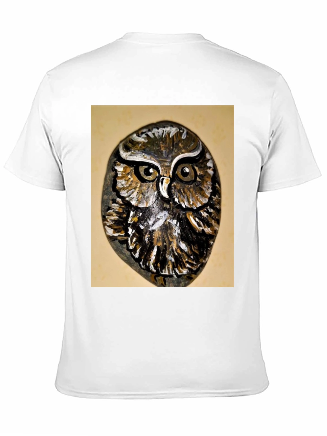 Owl Painted Rock Graphic Tee - Nature Lovers T-Shirt