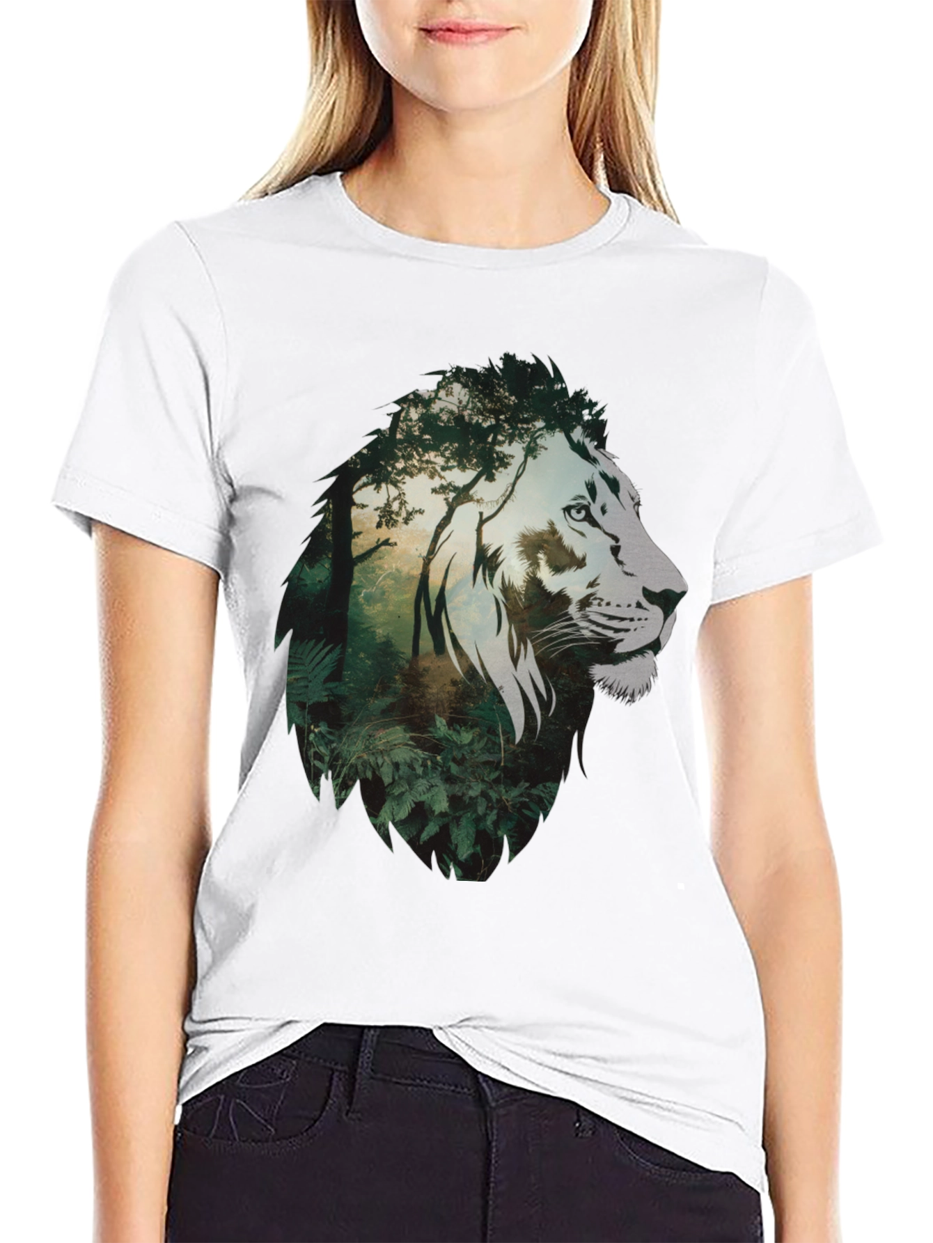 Lion Jungle Graphic Tee - Mens Black T-Shirt