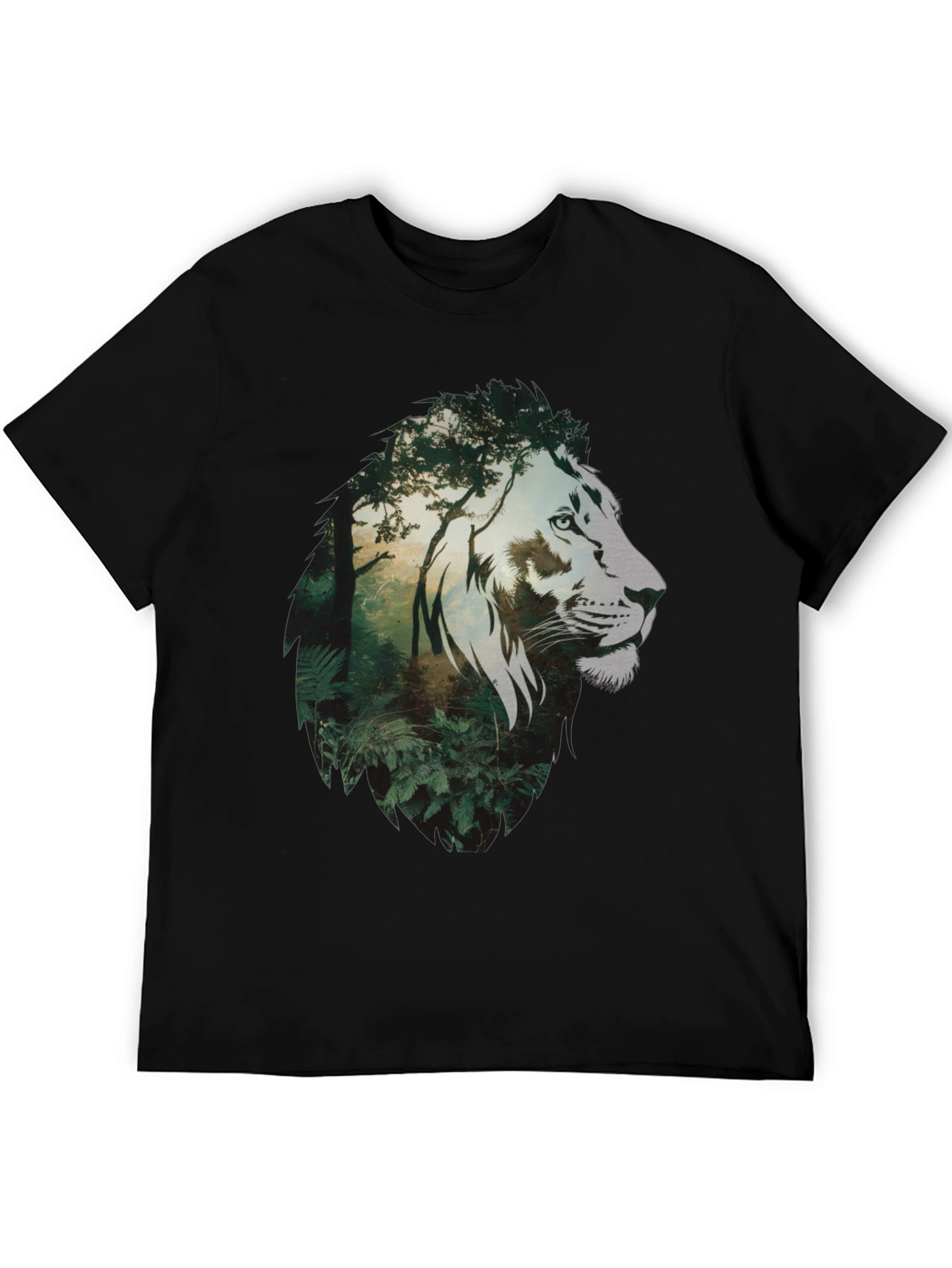 Lion Jungle Graphic Tee - Mens Black T-Shirt