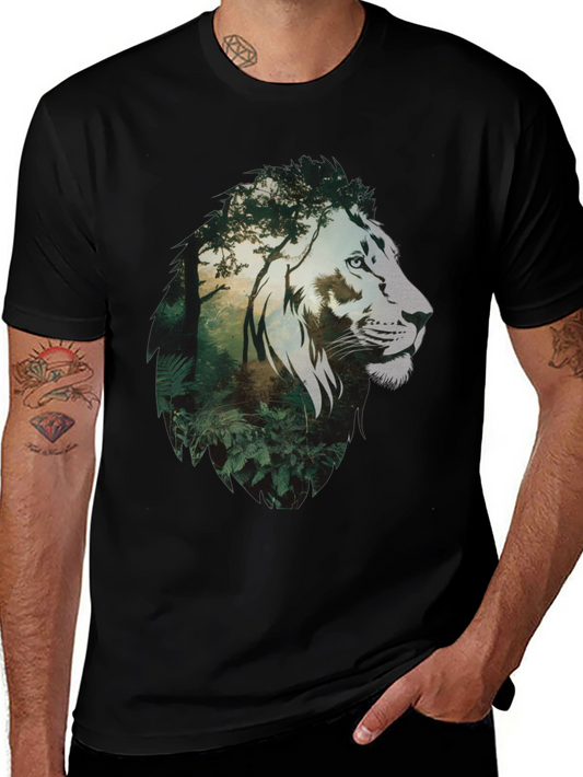 Lion Jungle Graphic Tee - Mens Black T-Shirt