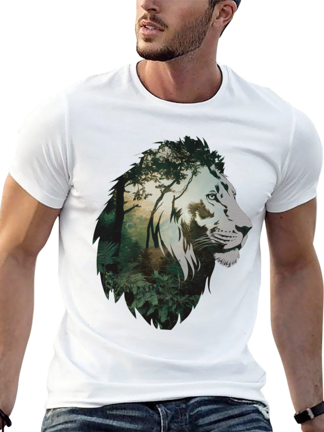 Lion Jungle Graphic Tee - Mens Black T-Shirt
