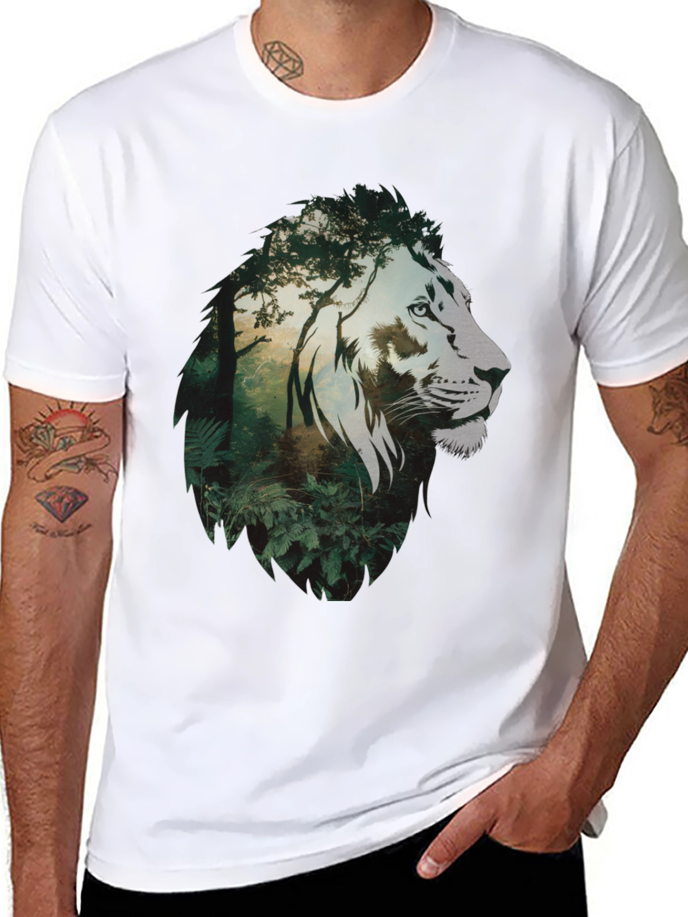 Lion Jungle Graphic Tee - Mens Black T-Shirt