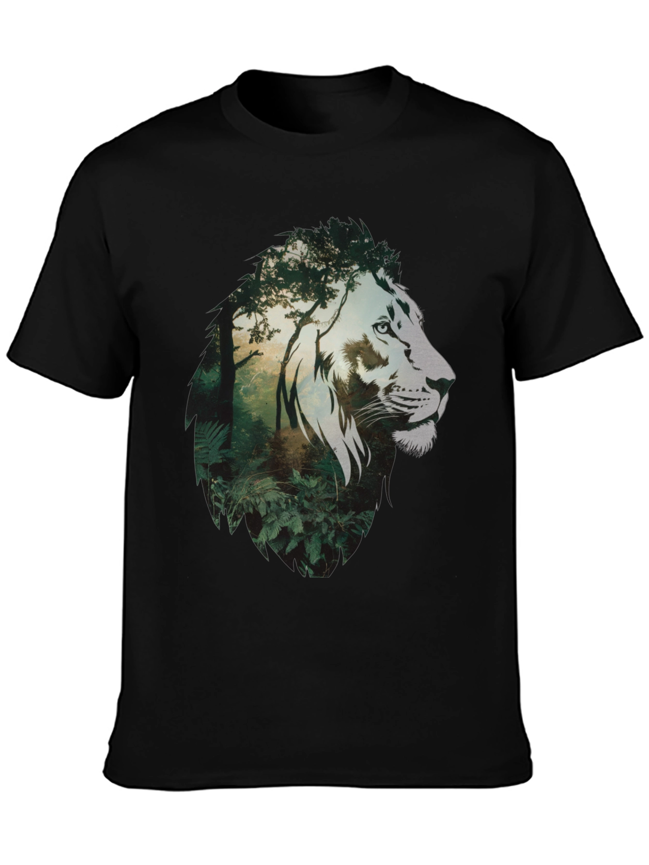 Lion Jungle Graphic Tee - Mens Black T-Shirt