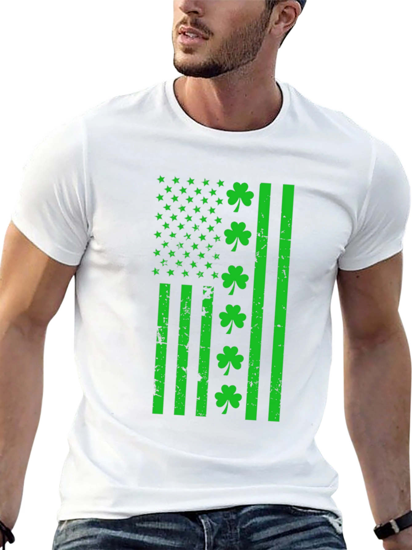 St. Patricks Day Shamrock Flag Graphic T-Shirt